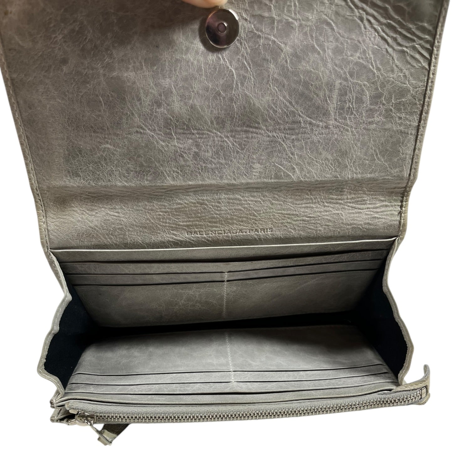 BALENCIAGA/Long Wallet/Leather/BEG/L's/Crinkle border view 3