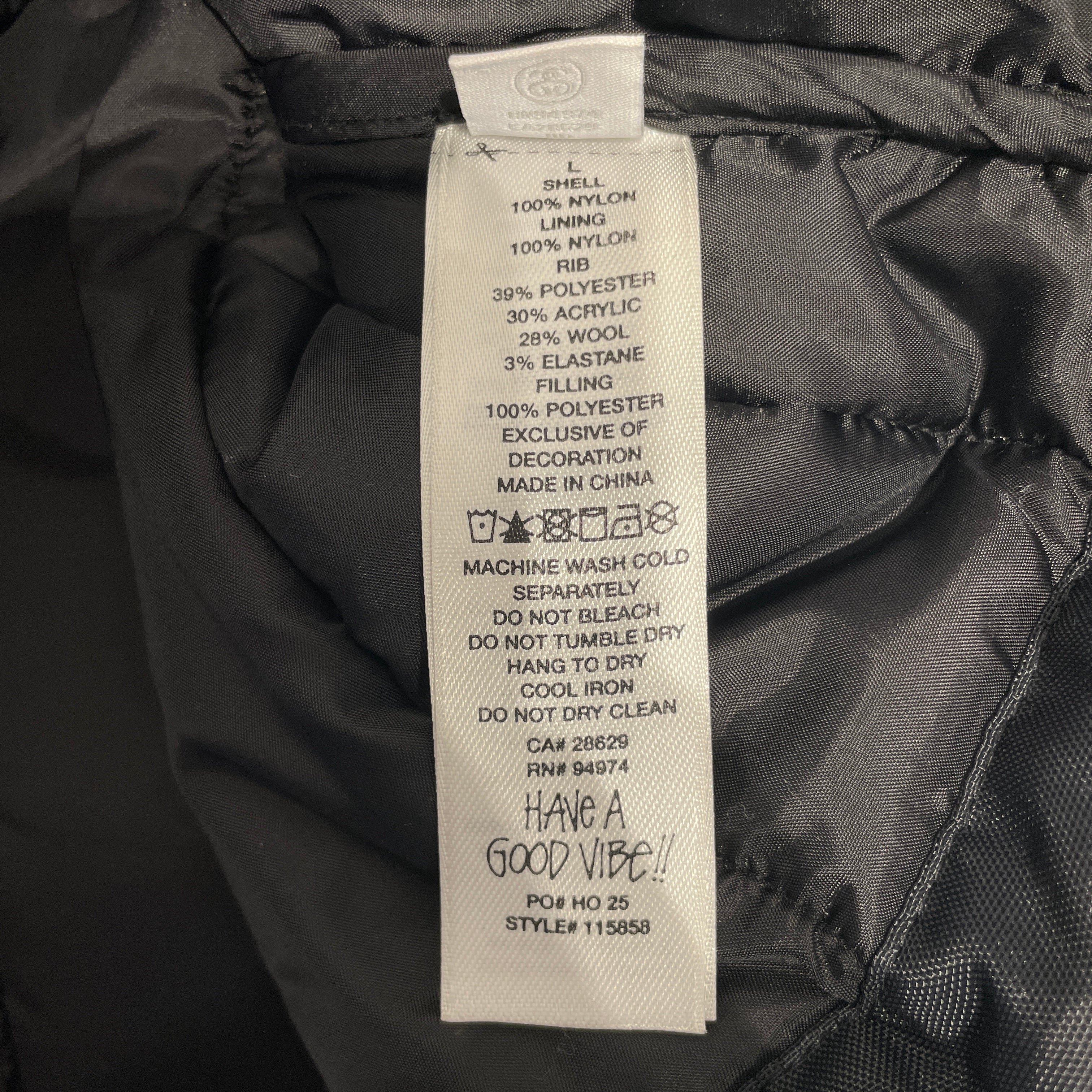 STUSSY/Puffer Jkt/L/Nylon/BLK/quilted nylon work jacket view 3