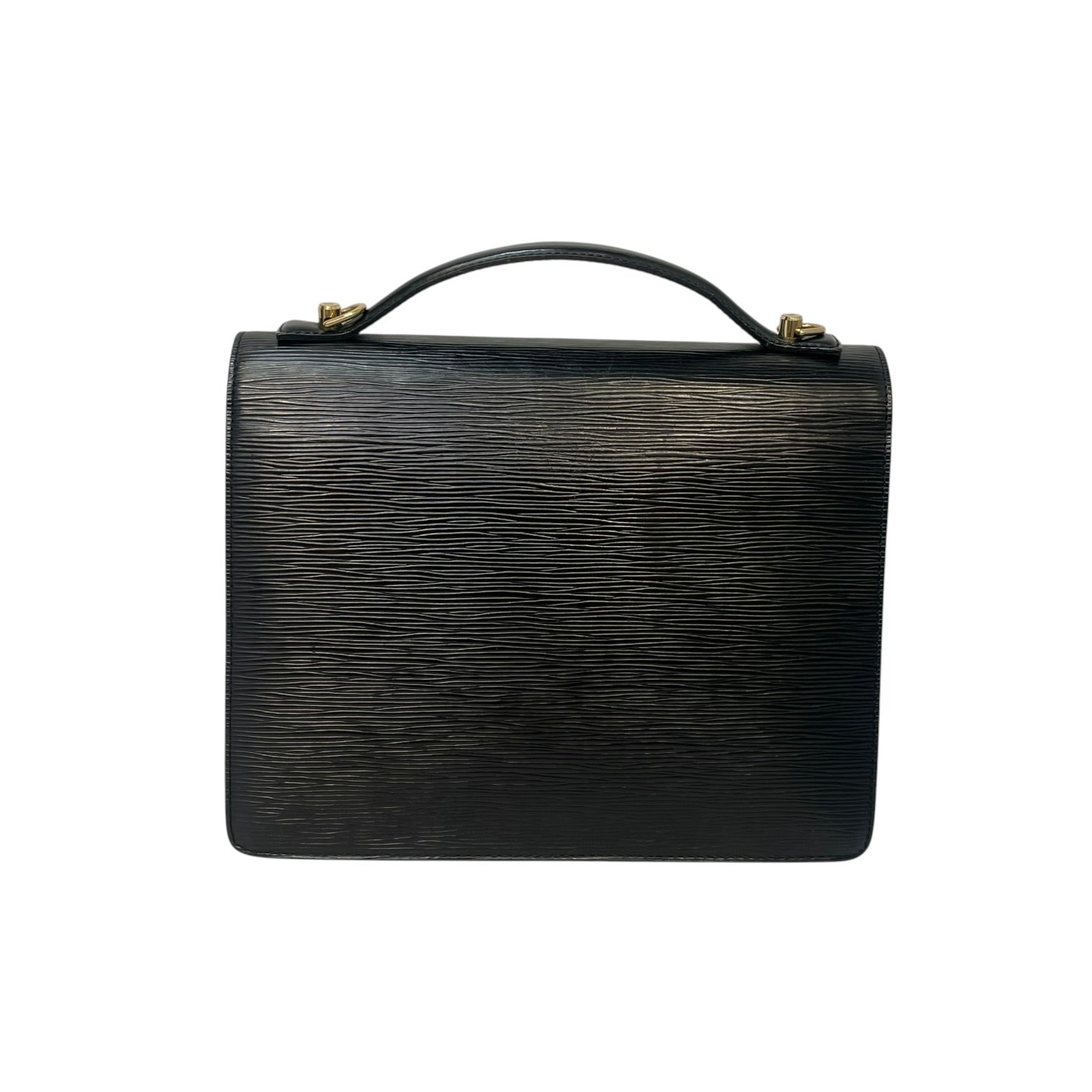 LOUIS VUITTON/Hand Bag/Stripe/Leather/BLK/Epi view 2