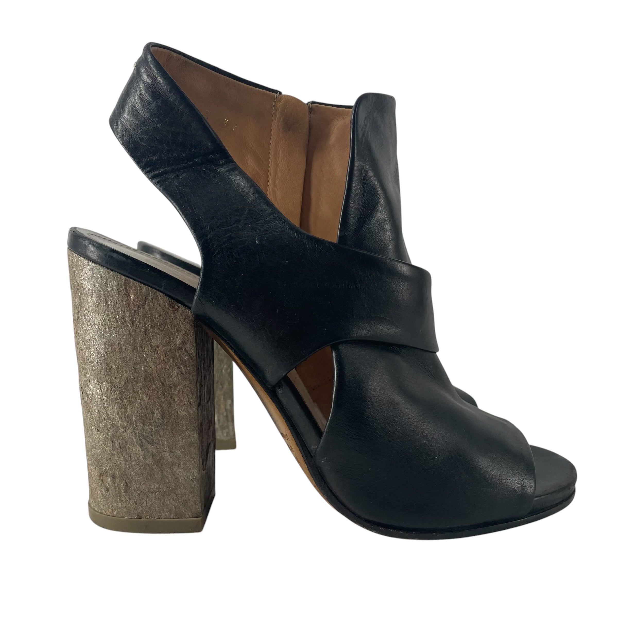 Maison Margiela/Heels/EU 37/Leather/BLK/PEEP TOE STONE HEEL view 2