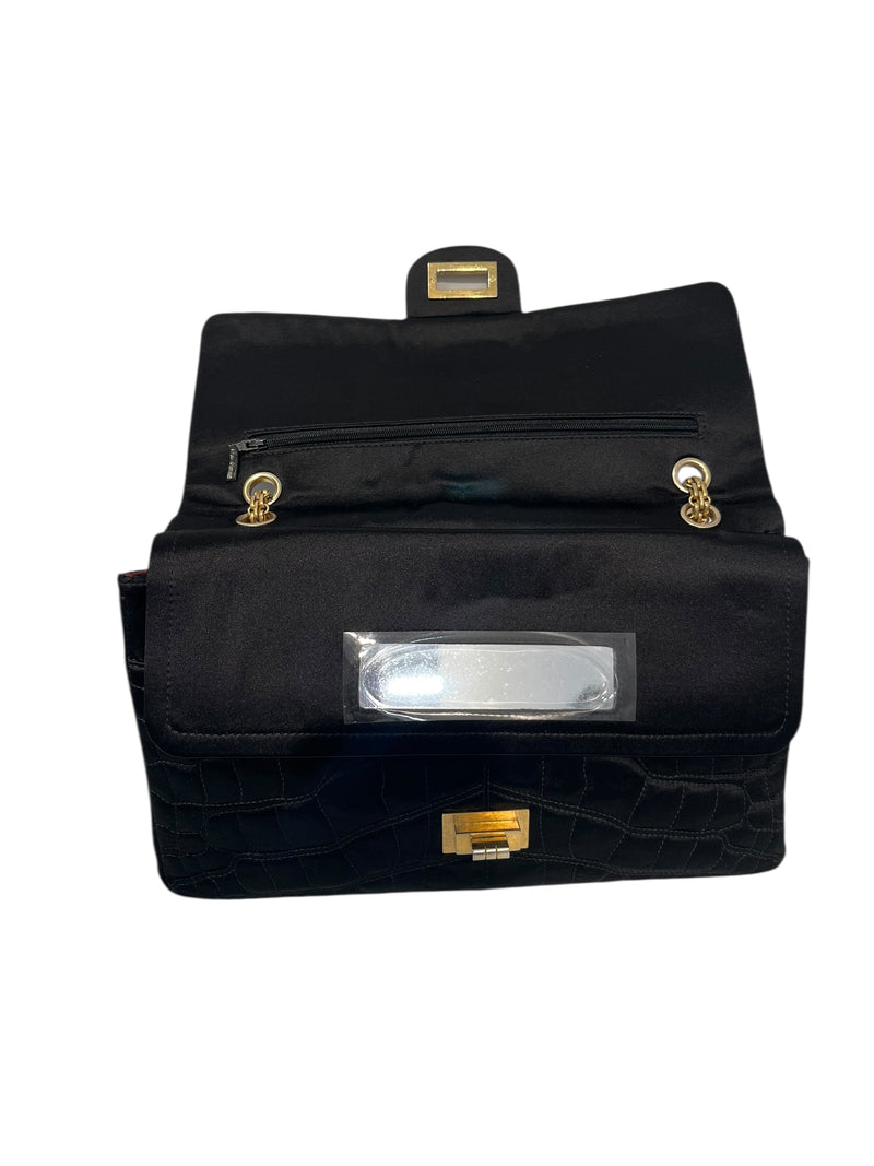 CHANEL/Hand Bag/Stripe/Nylon/BLK/QHD64VJ Entropy