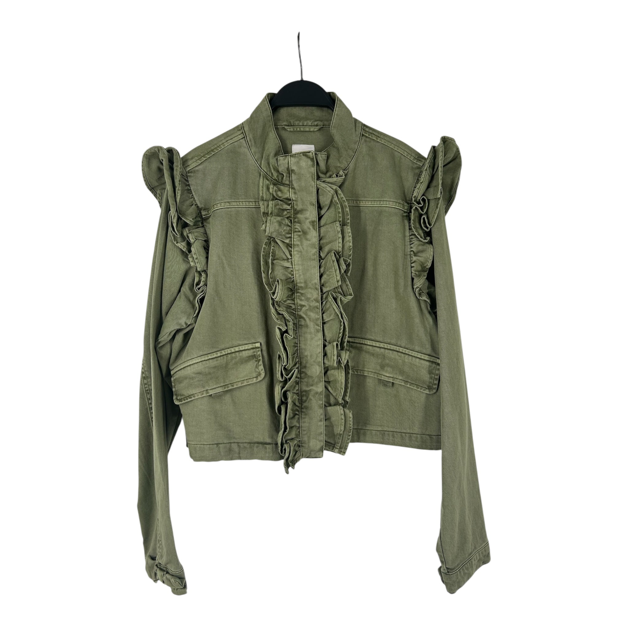 GAP/LOVESHACKFANCY/Jacket/L/Cotton/GRN/RUFFLE ARMS AND ZIP UP view 1
