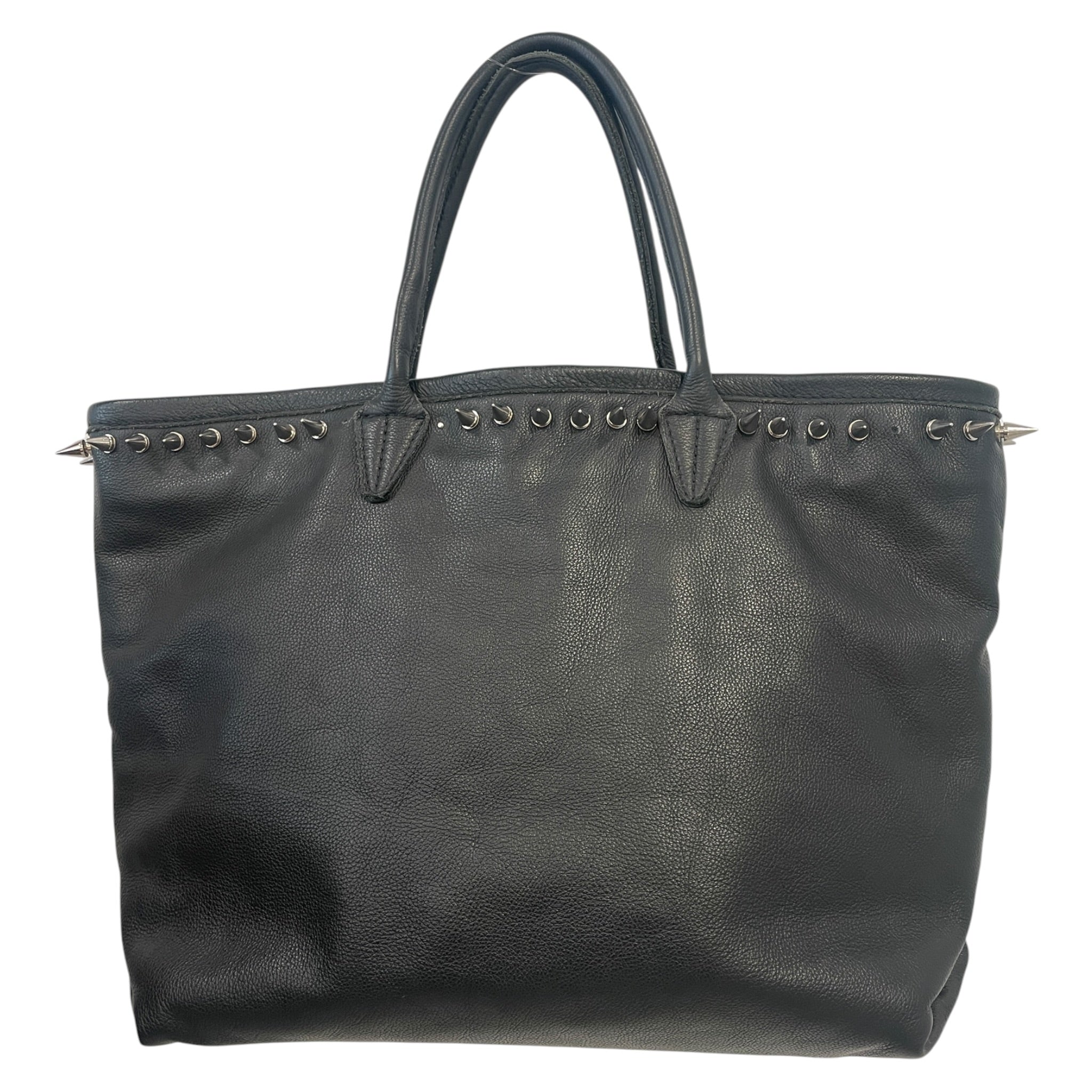 SCISSOR HANDS/Tote Bag/L/Leather/BLK/SPIKES AROUND TOP/QUILT LINING view 2