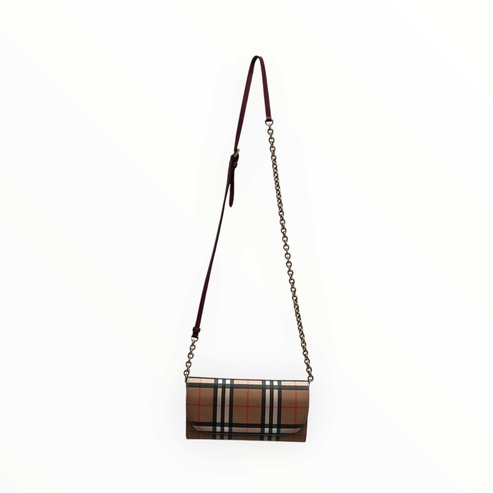 BURBERRY/Cross Body Bag/Plaid/Leather/BEG/NOVACHECK CHAIN CRSSBDY view 1