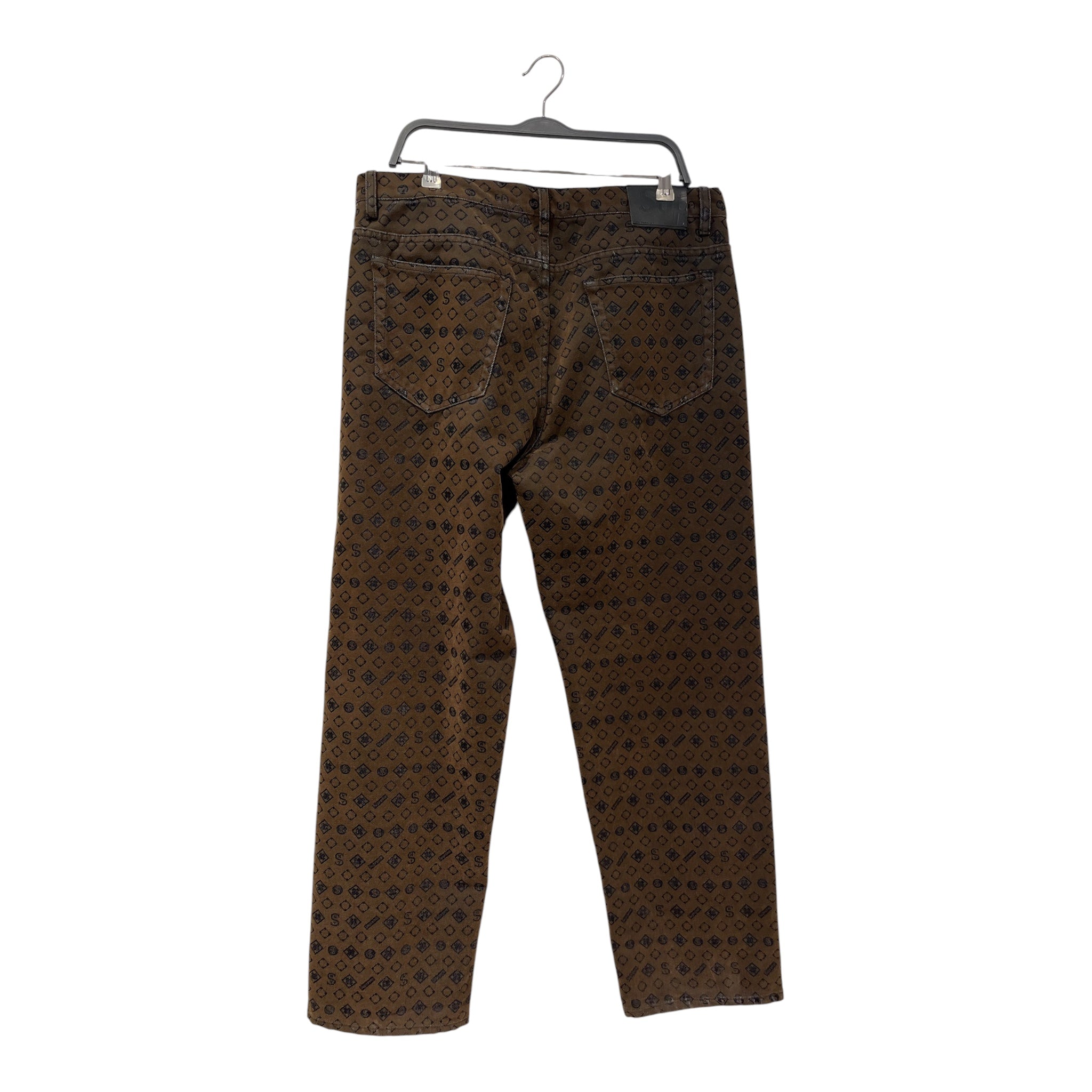 Supreme/Straight Pants/34/Cowhide/BRW/Button Fly/All Over Print/FLOCKED LOOSE FIT MONOGRAM view 2