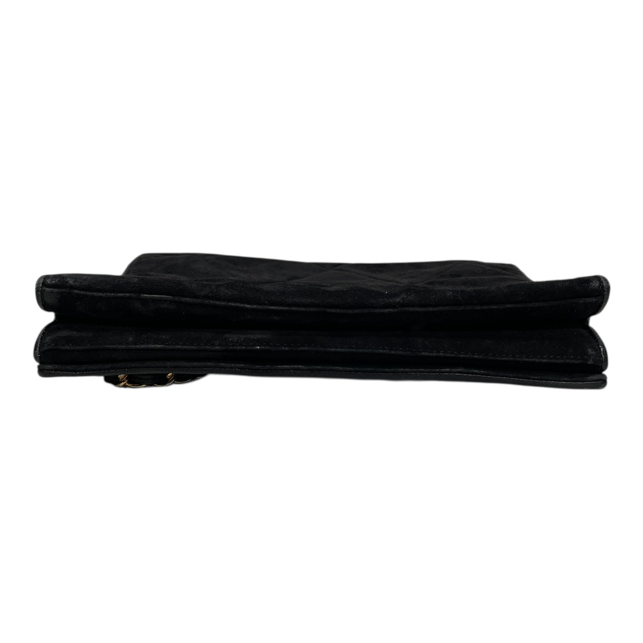 CHANEL/Vintage/Cross Body Bag/Suede/BLK/DIAMOND STITCH/QUILTD FLAP view 3