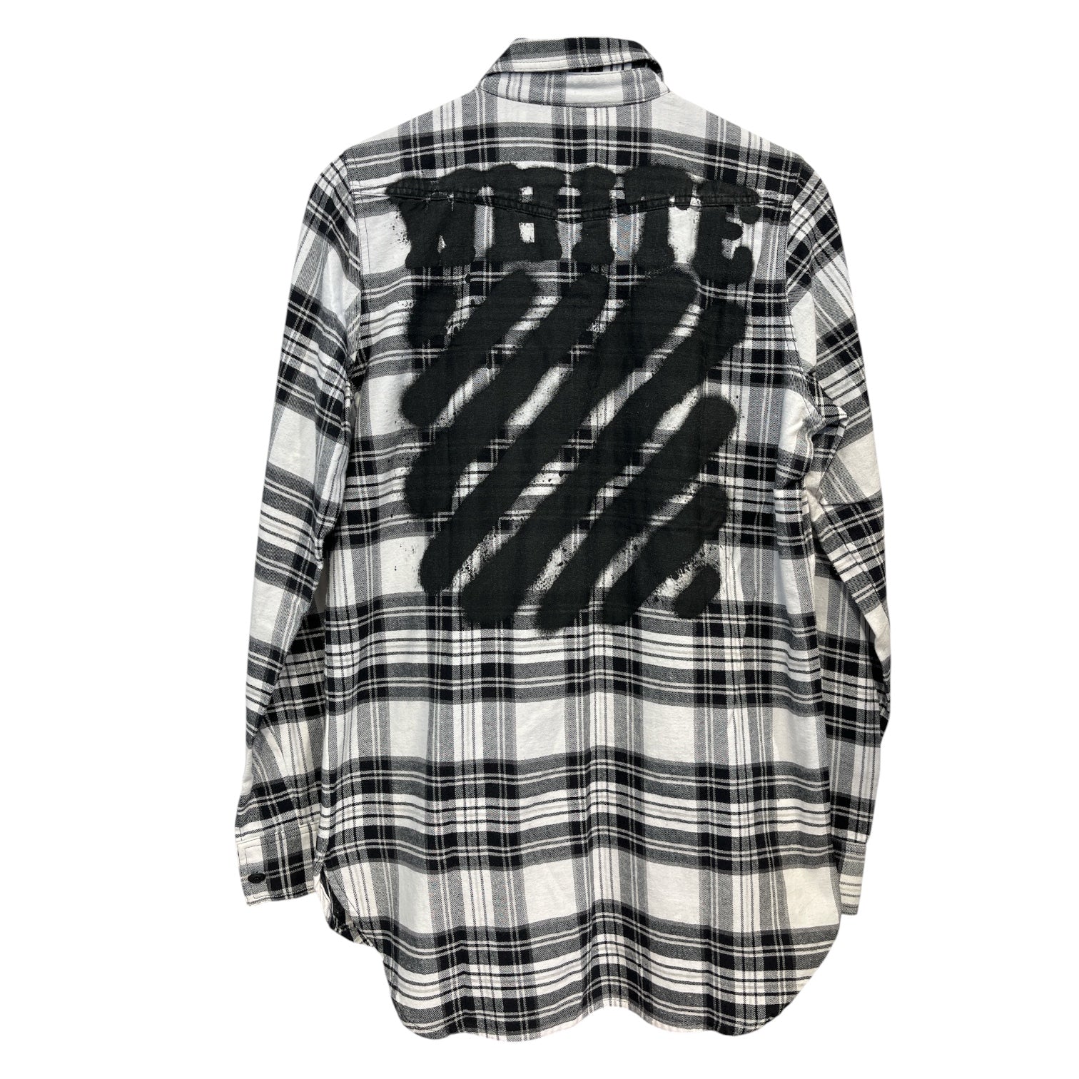 OFF-WHITE/Flannel Shirt/XS/WHT/Plaid/paint graphic view 2