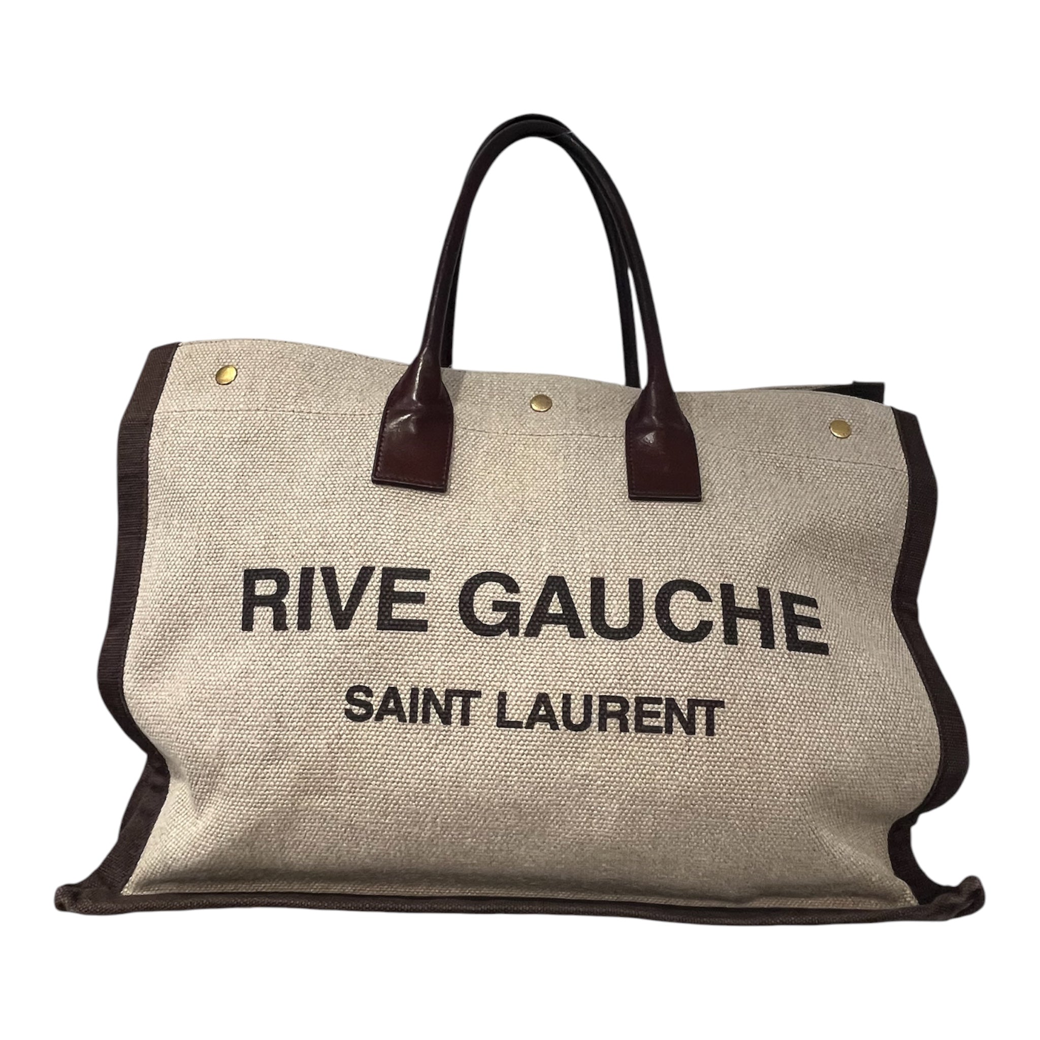 SAINT LAURENT/Tote Bag/Cotton/BRW/RIVE GAUCHE view 1