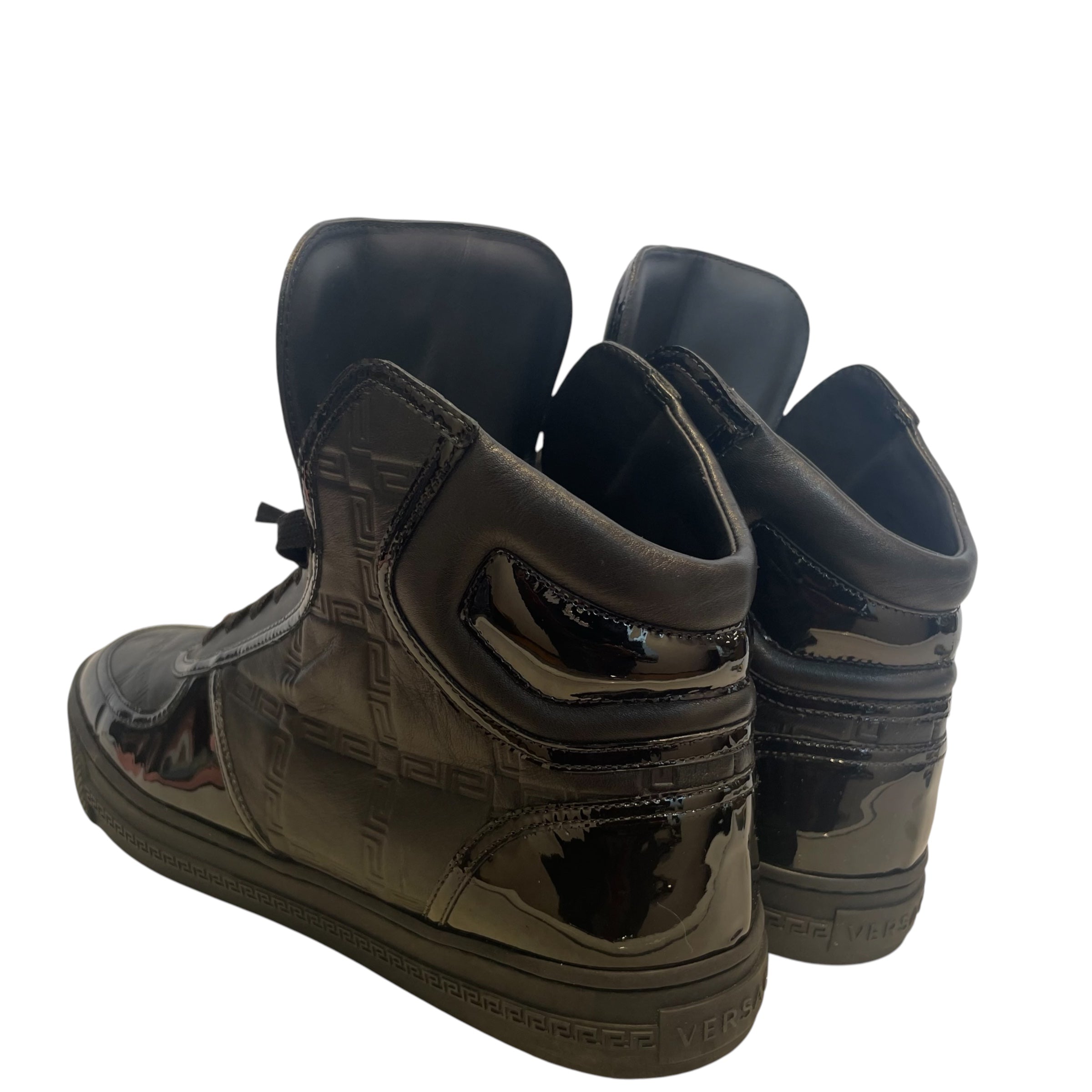 VERSACE/Hi-Sneakers/EU 41/Leather/BLK/gunmetal hardware/blk laces/ view 2
