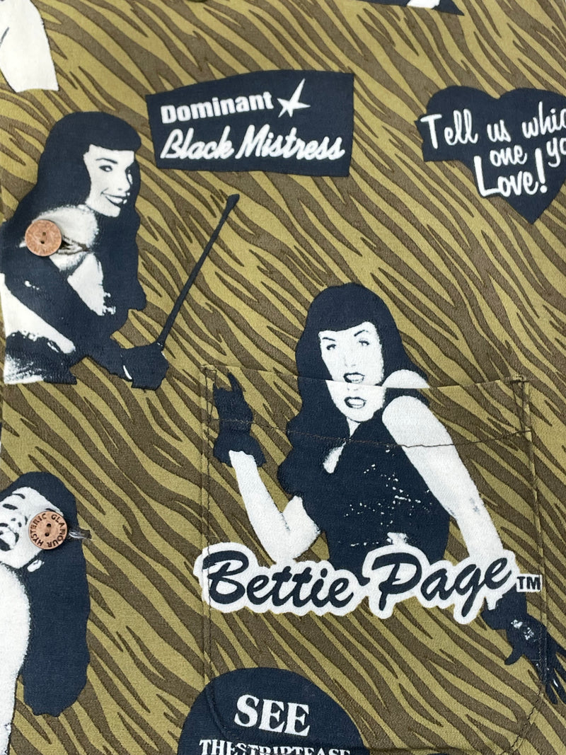 HYSTERIC GLAMOUR/Hawaiian Shirt/M/Cotton/GRN/All Over Print/Betty Paige