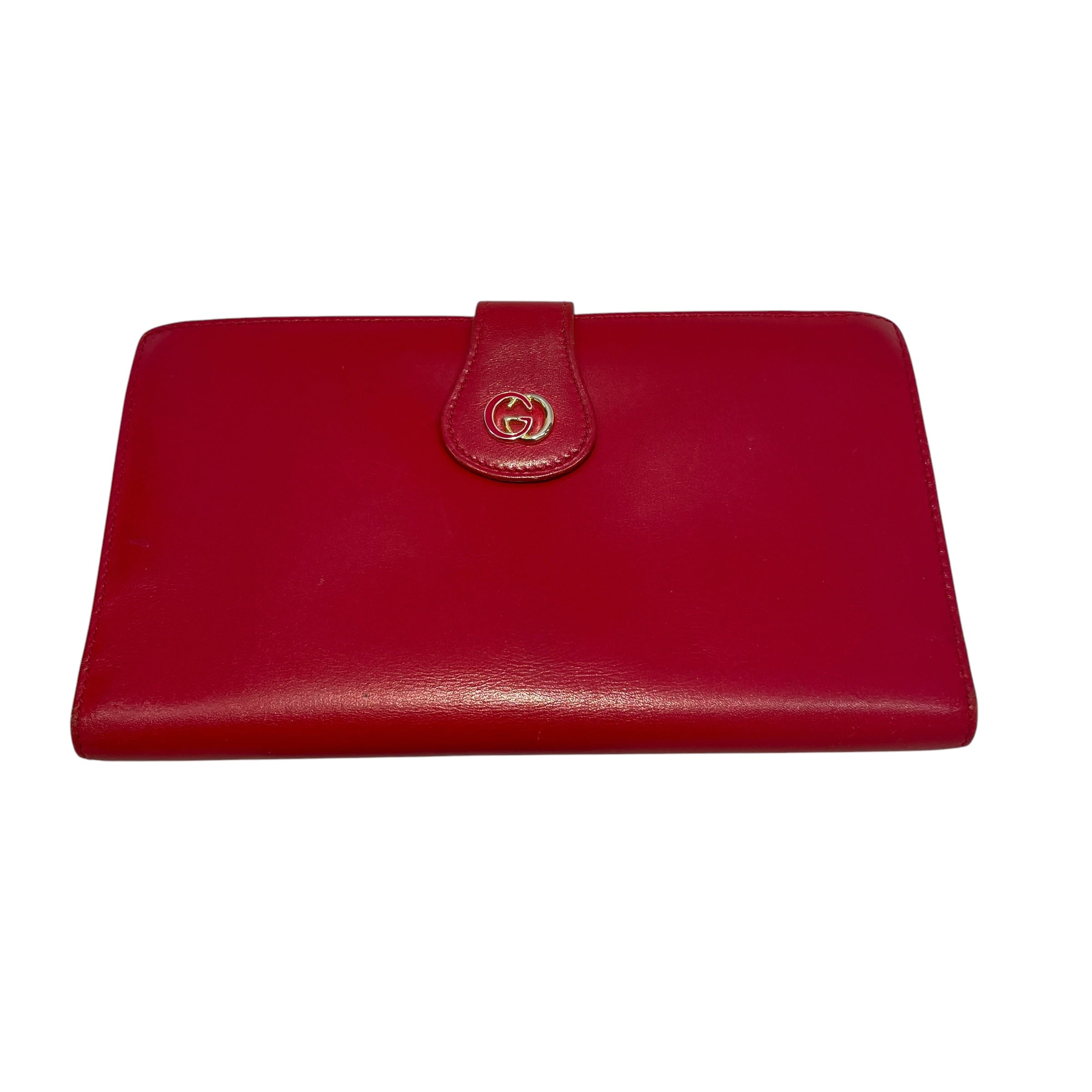 GUCCI/Wallet/Leather/RED/Red Gold Logo view 1