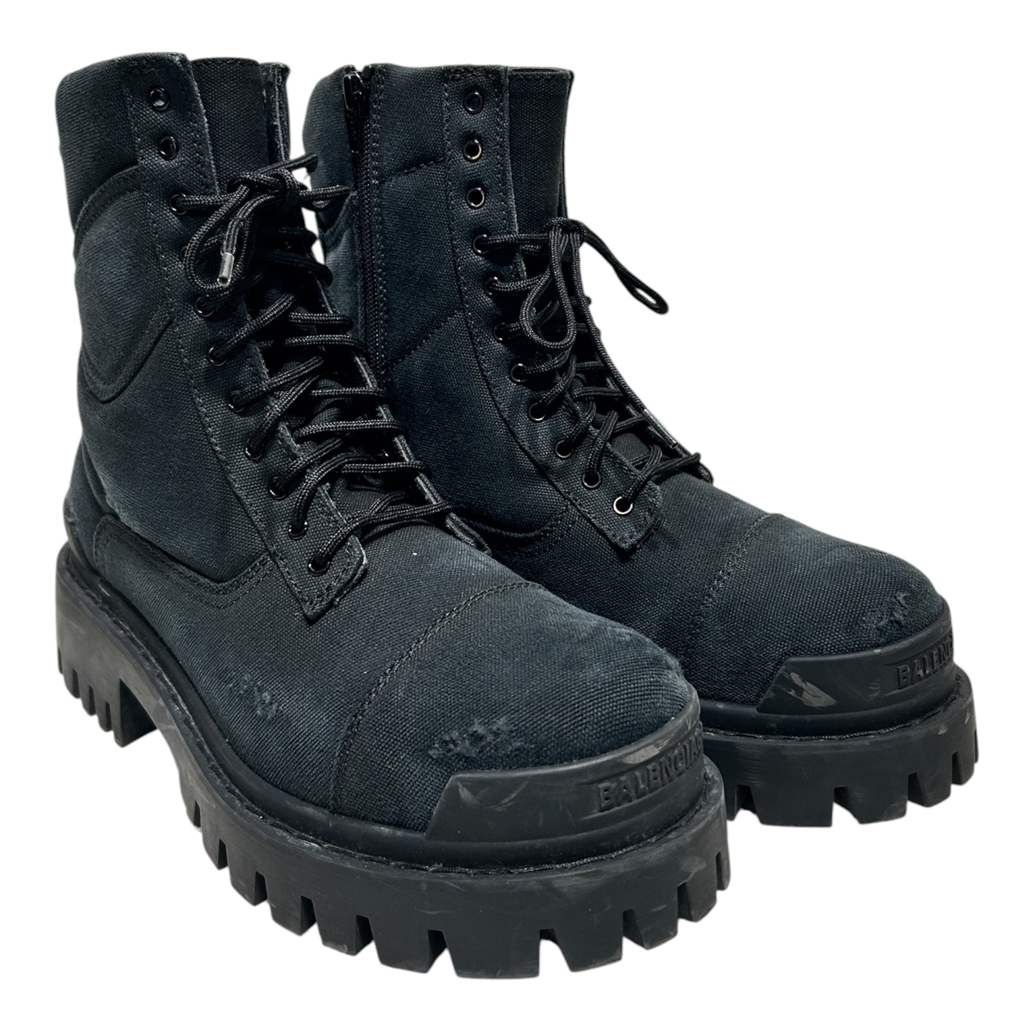 BALENCIAGA/Lace Up Boots/EU 39/BLK/STRIKER BOOTS DISTRESS view 1