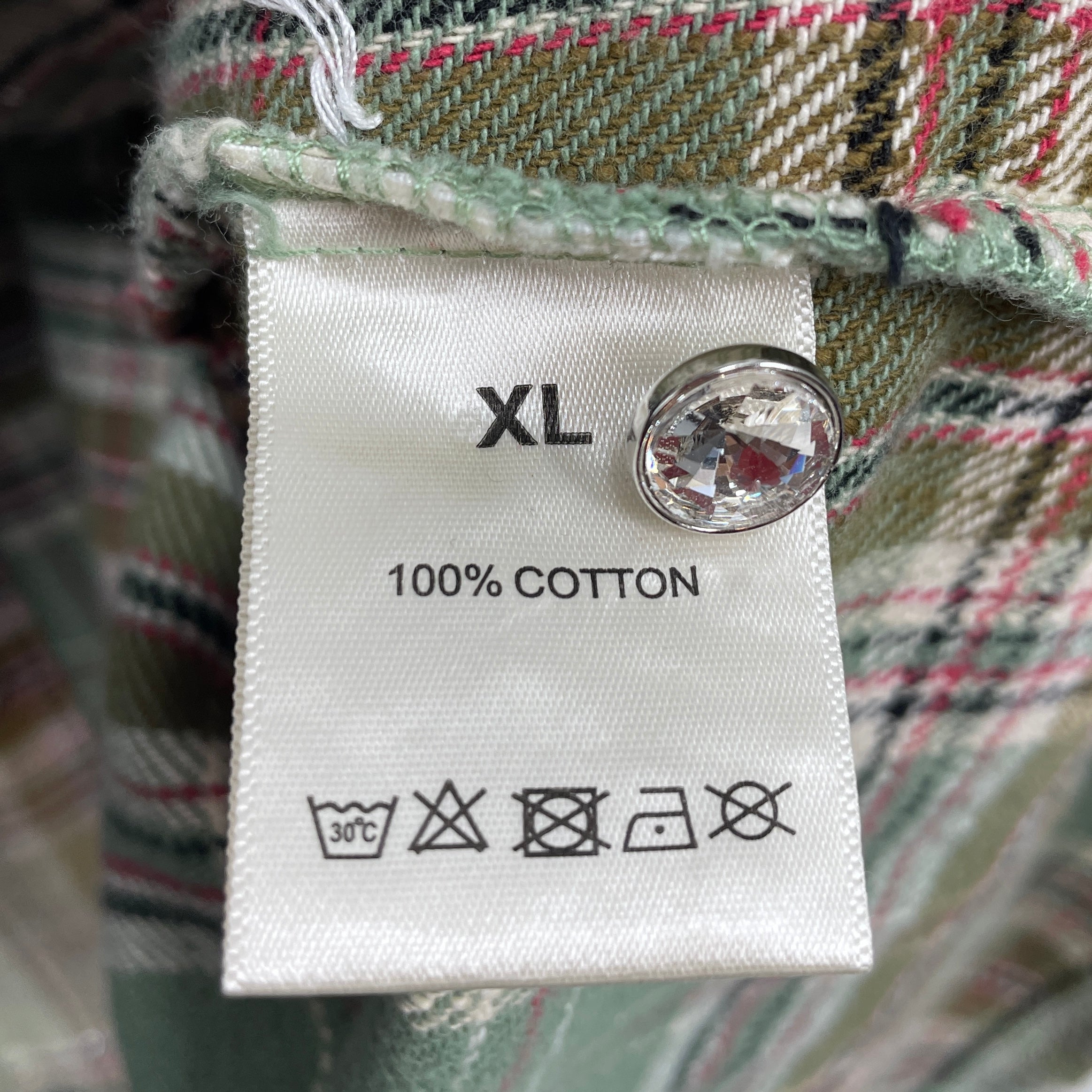 Vale Forever/Flannel Shirt/XL/Cotton/GRN/Plaid/MYSTIKAL\RHINESTON view 4