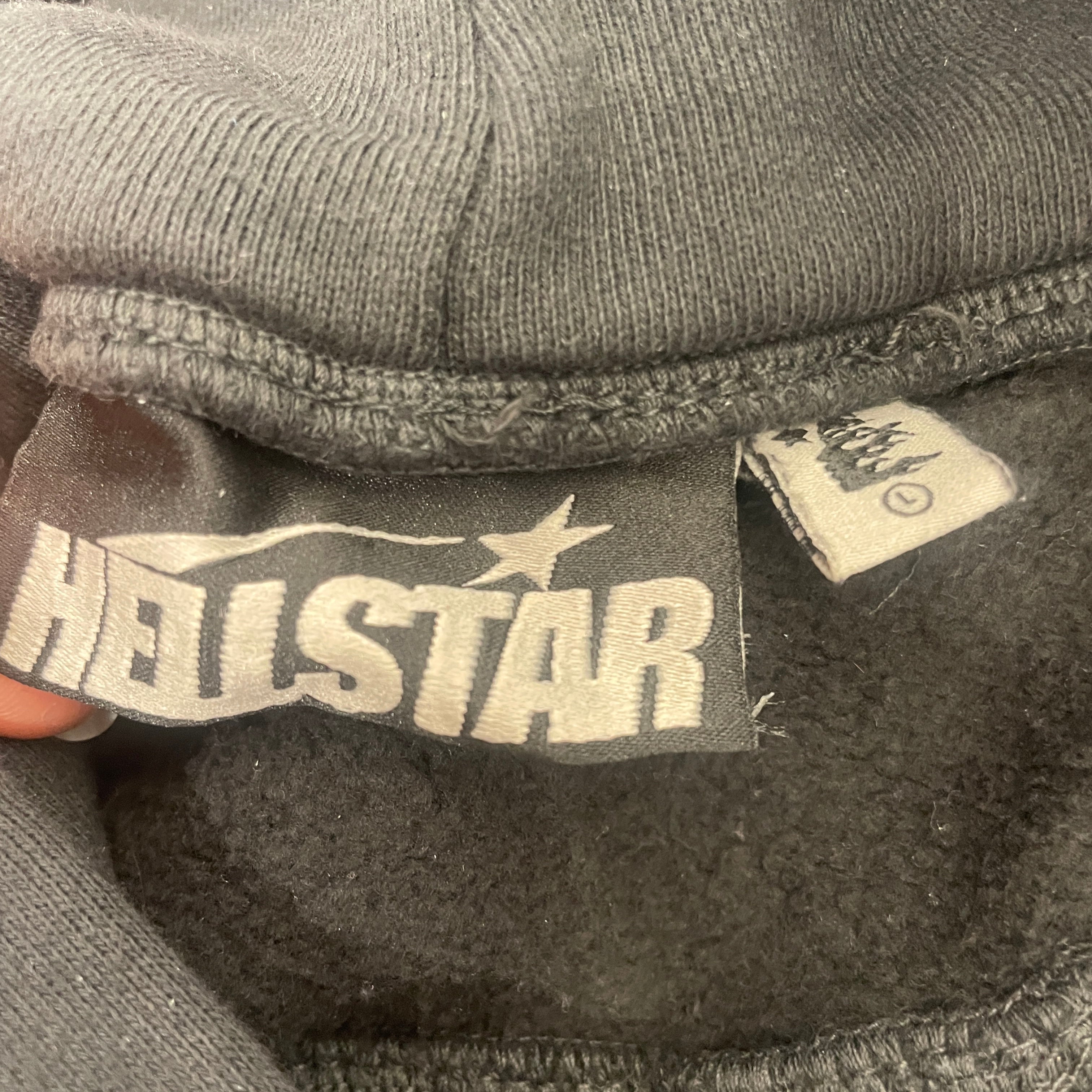 HELLSTAR/Hoodie/L/Cotton/BLK/AIRBRUSH FLAME RHINESTONE view 3