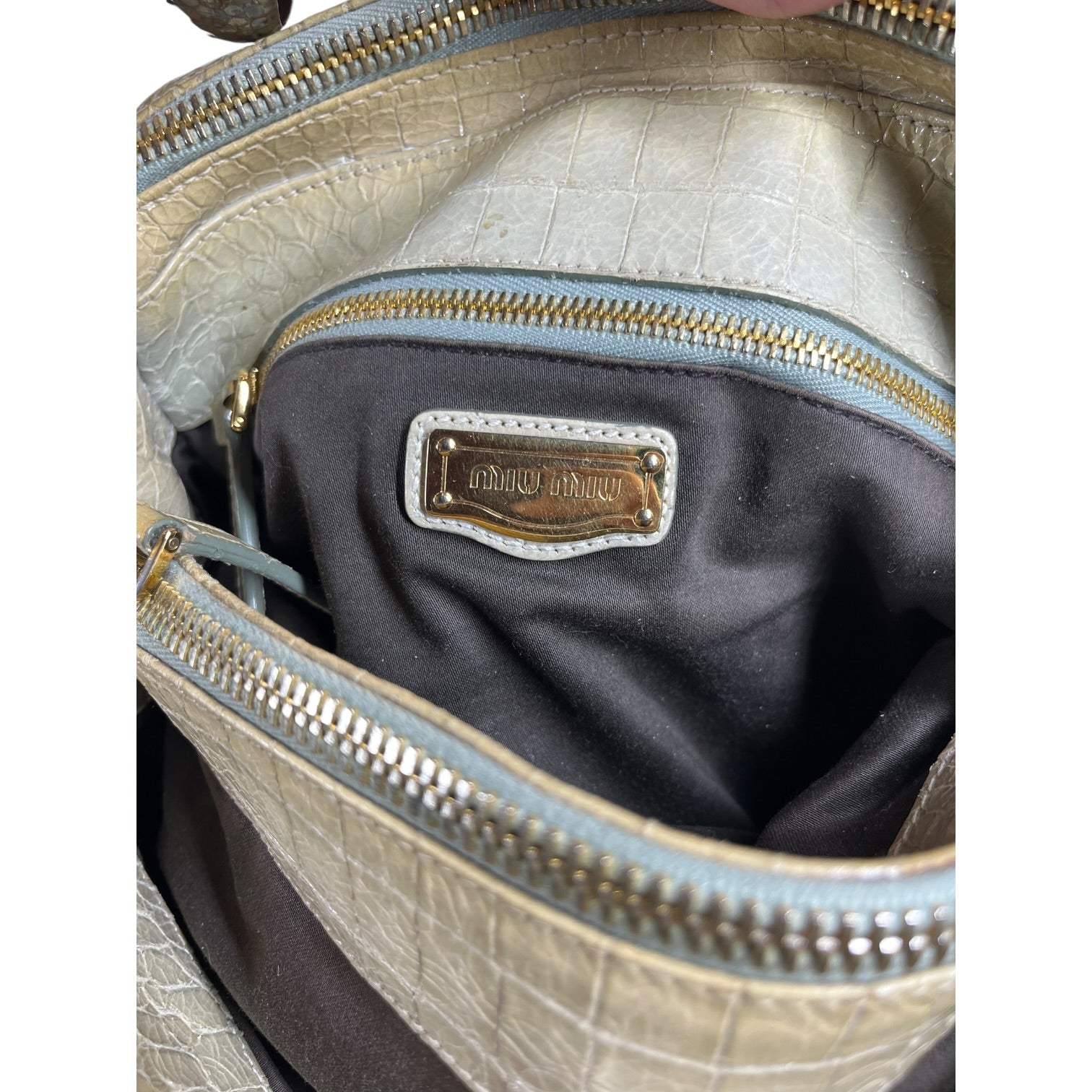 MIU MIU/Hand Bag/Animal Pattern/Leather/YEL/DOUBLE ZIP CROC LEATHER BAG view 7