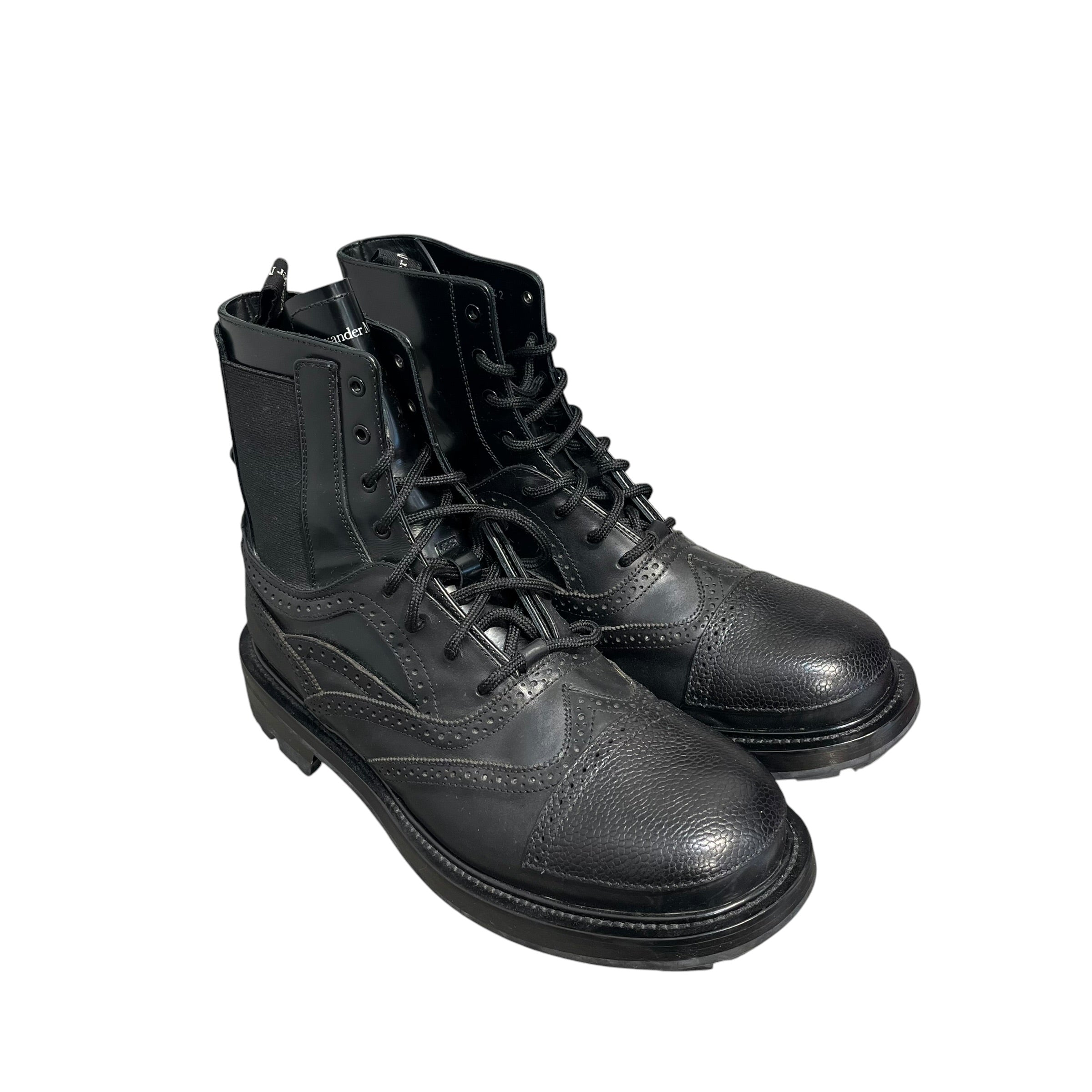 Alexander McQueen/Lace Up Boots/EU 42/Leather/BLK/brogue combat rubber sole view 1