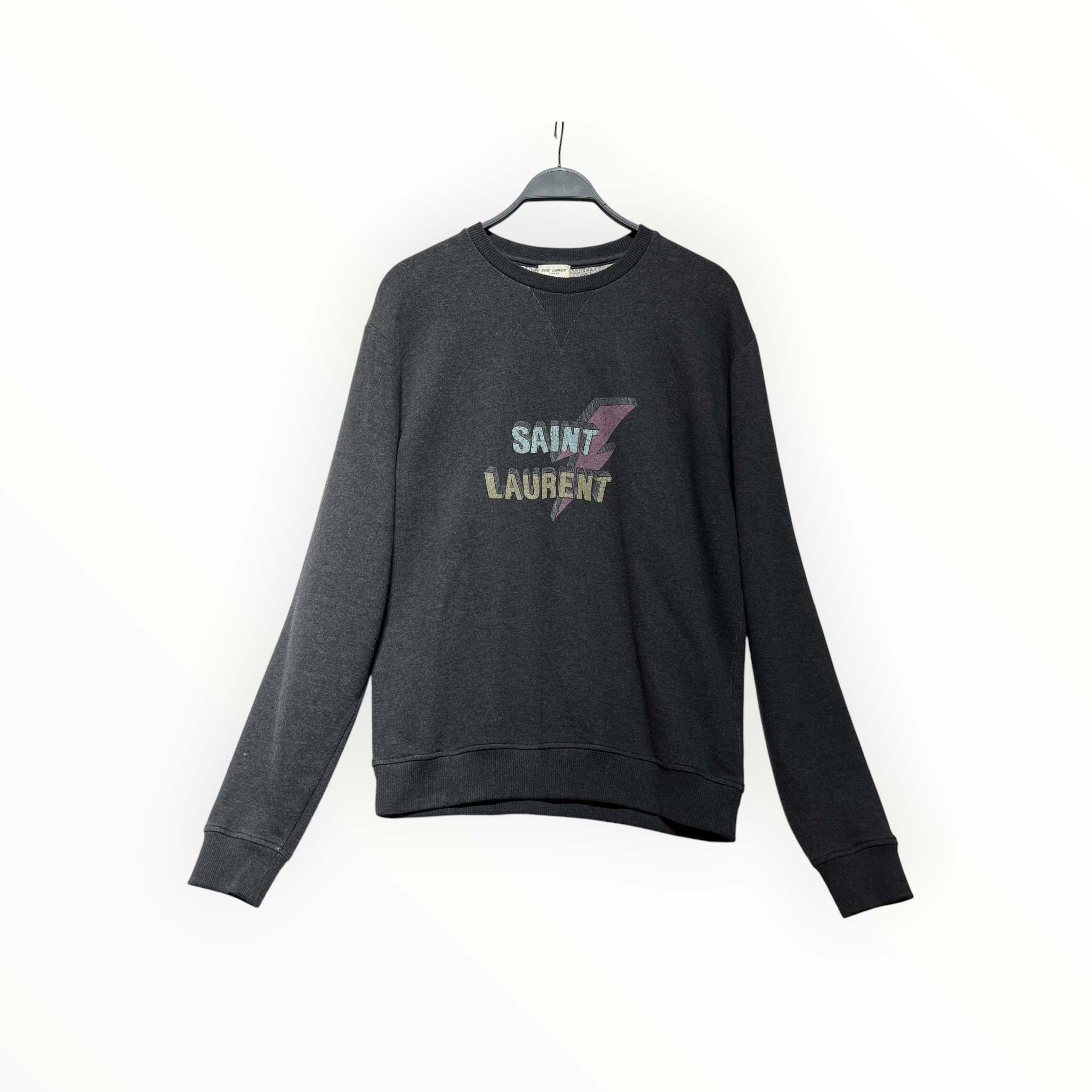 YVES SAINT LAURENT/Sweatshirt/XL/Cotton/GRY/lightning bolt view 1