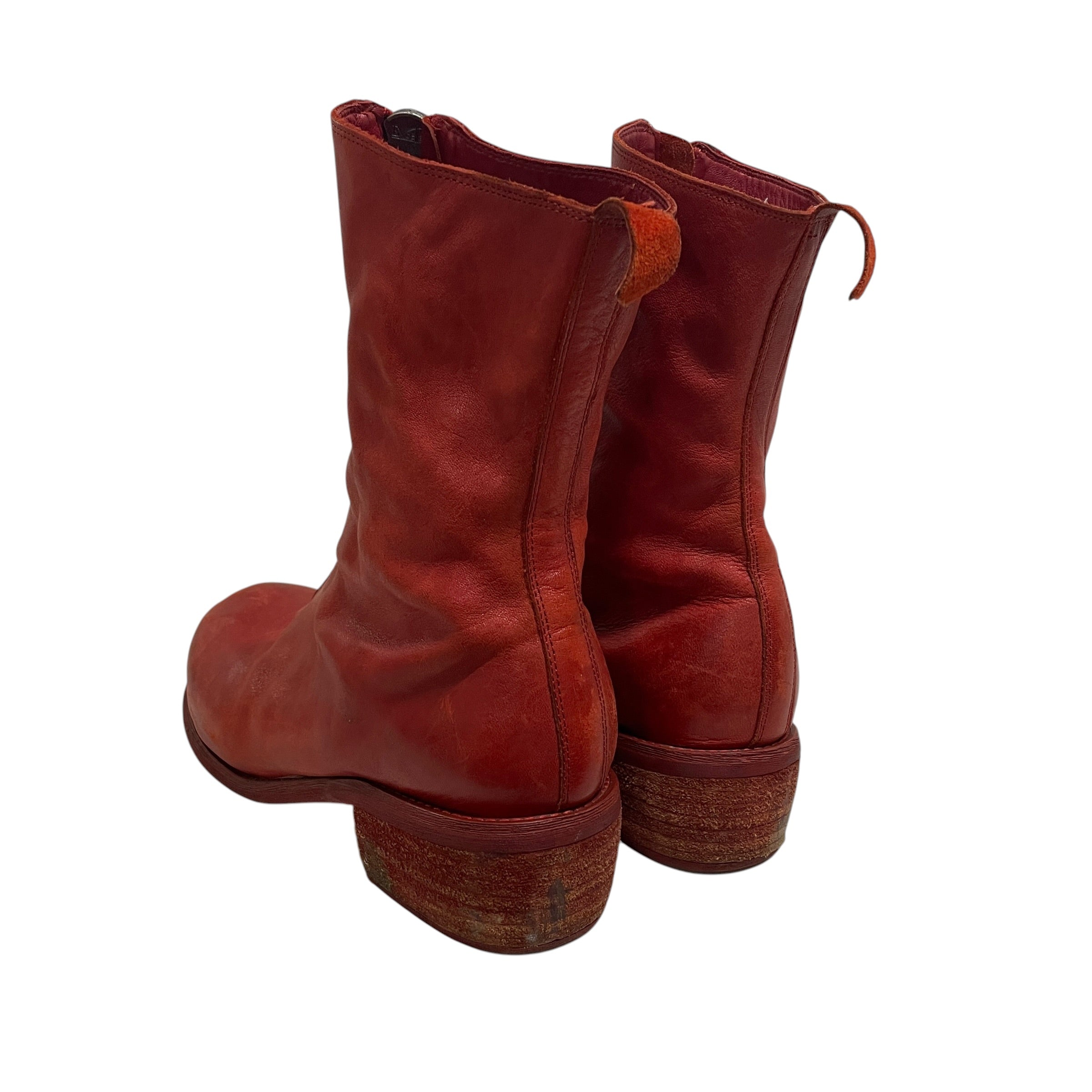 GUIDI/Ankle Boots/US 9/Leather/RED/SILVER ZIP view 2