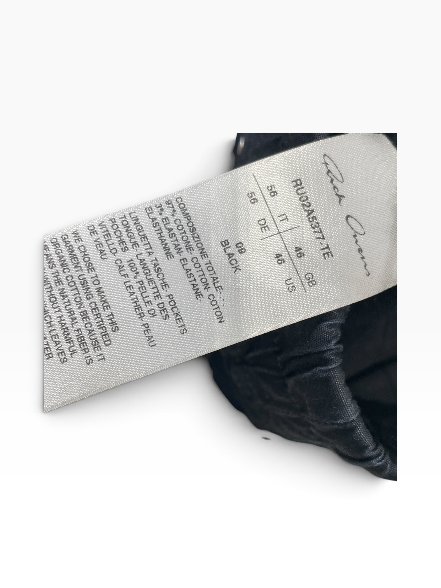 Rick Owens/Pants/46/Cotton/BLK/BAUHAUS view 3
