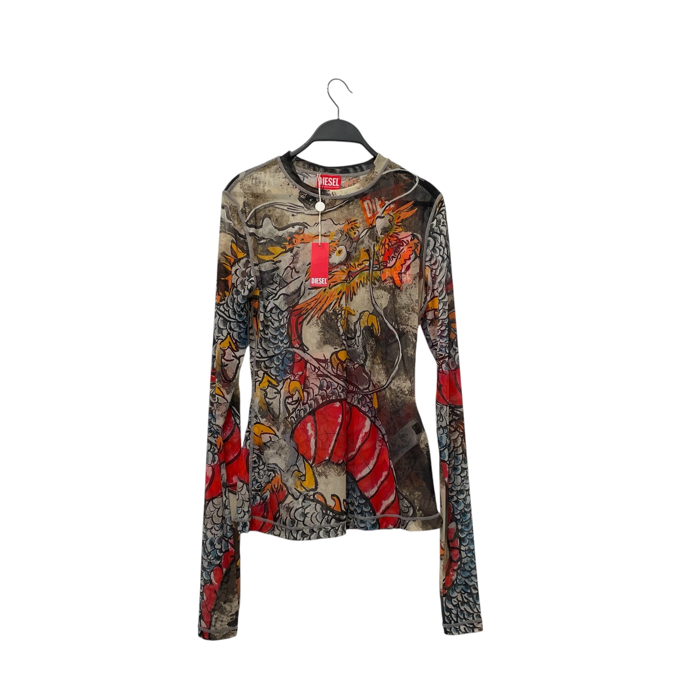 DIESEL/LS T-Shirt/L/MLT/Graphic/ MESH TOP DRAGON PRINT view 1