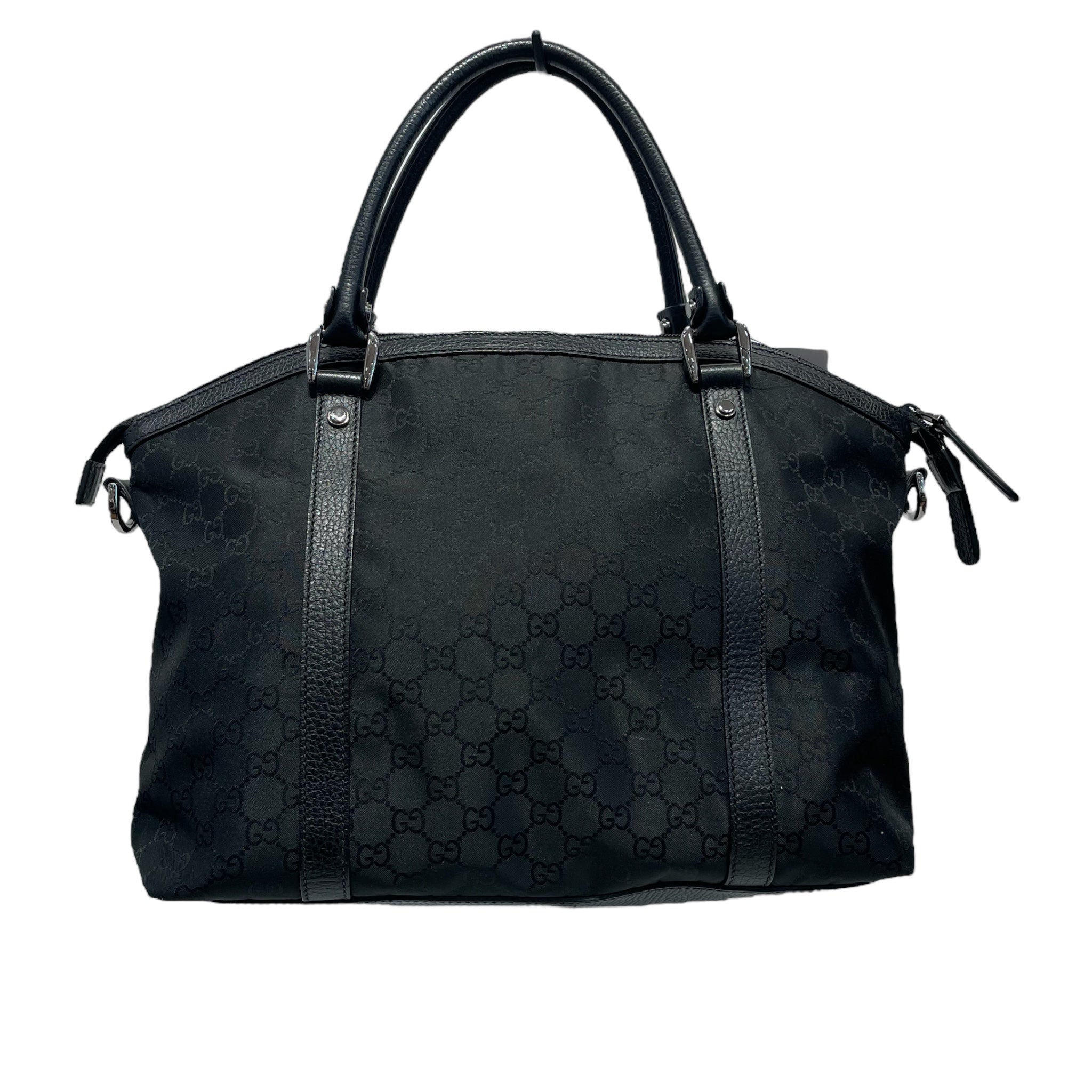 GUCCI/Hand Bag/M/Border/Nylon/BLK/DOME view 2