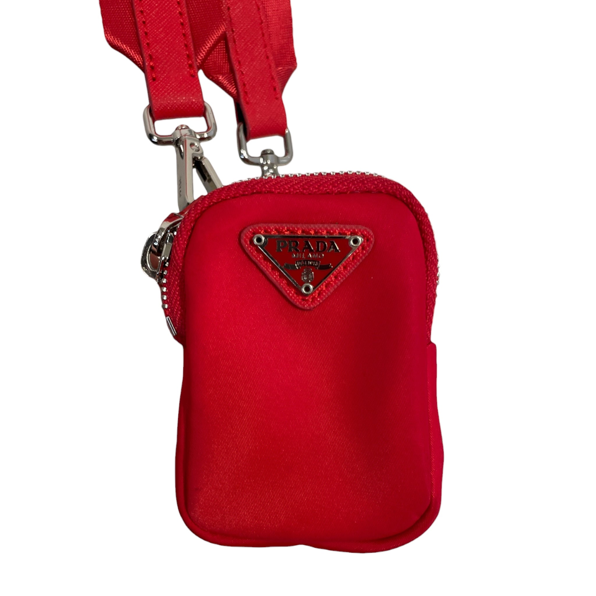 PRADA/Cross Body Bag/Nylon/RED/Mini Pouch Sling view 3
