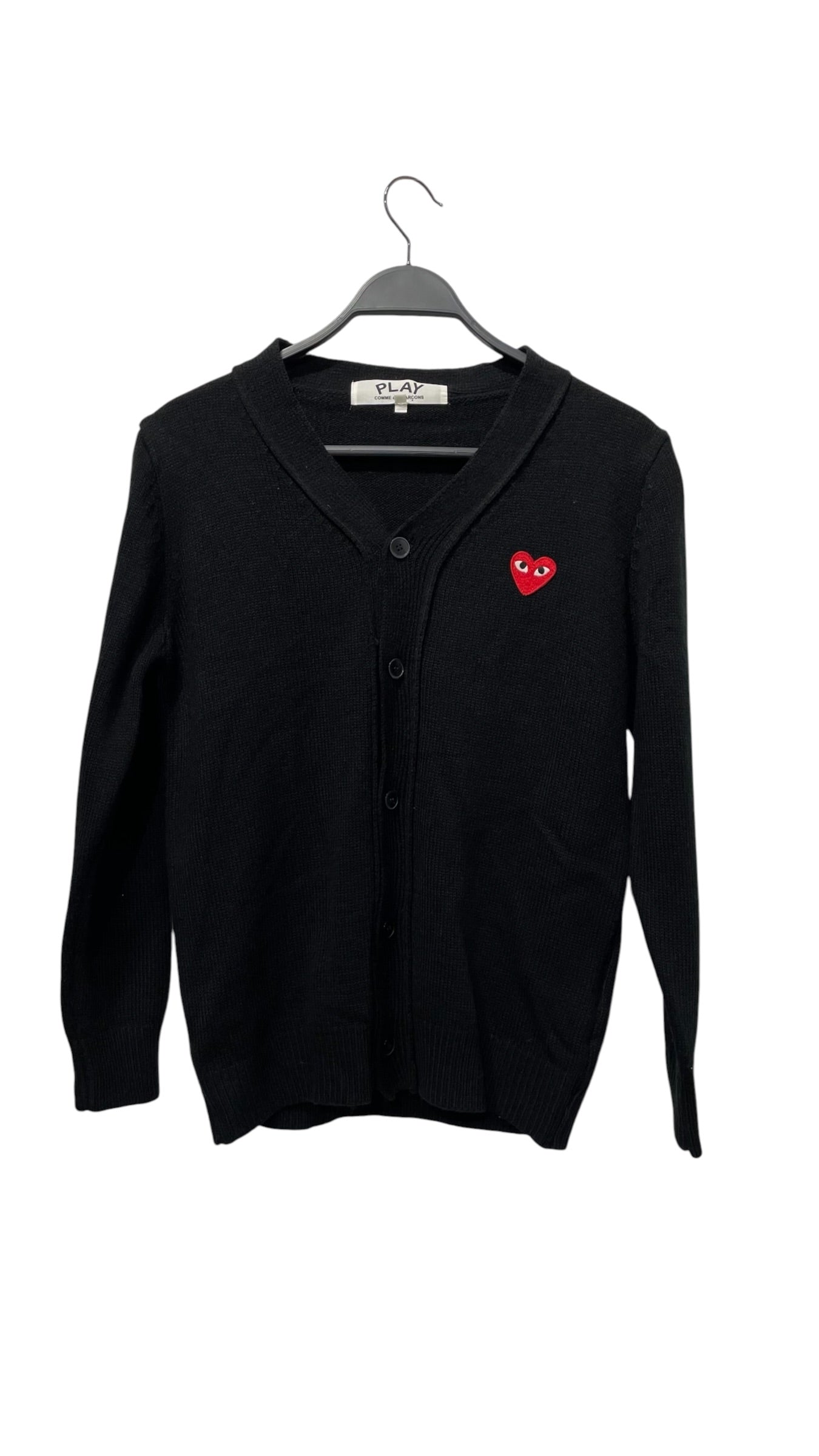 PLAY COMME des GARCONS/Cardigan/M/Cotton/BLK/heart cardigan view 1