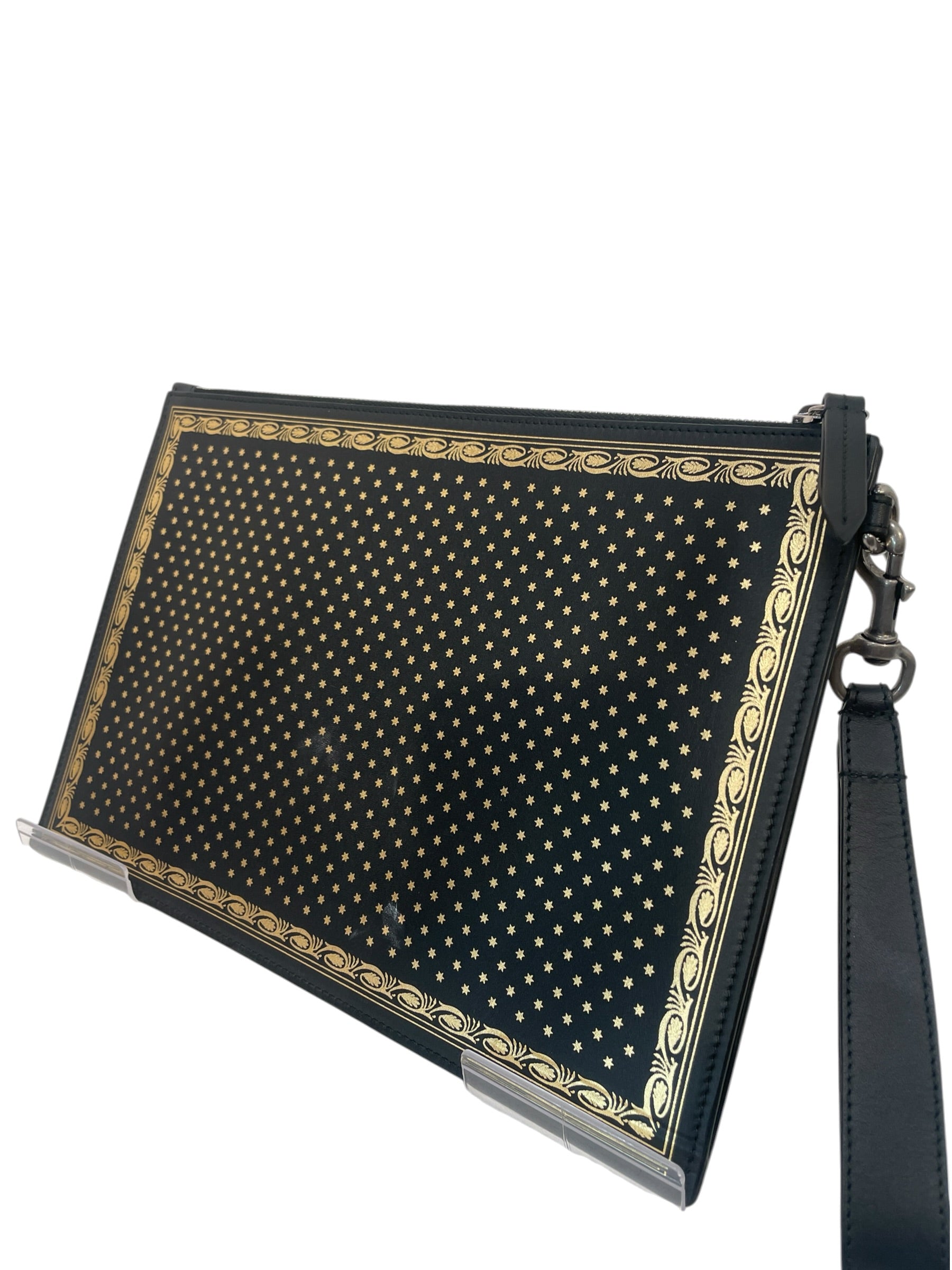 GUCCI/Pouch/All Over Print/Leather/BLK/eather guccy clutch view 2