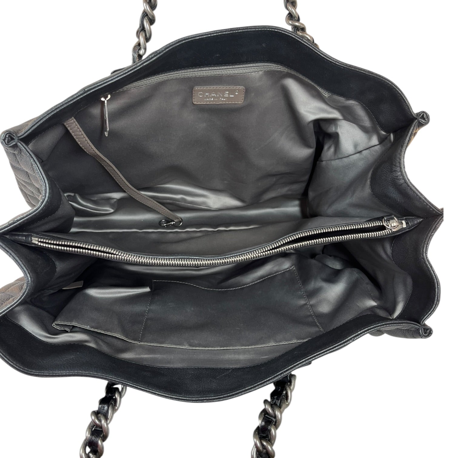 CHANEL/Hand Bag/Leather/BLK/SILVER BRAIDED QUILTED TOTE view 3