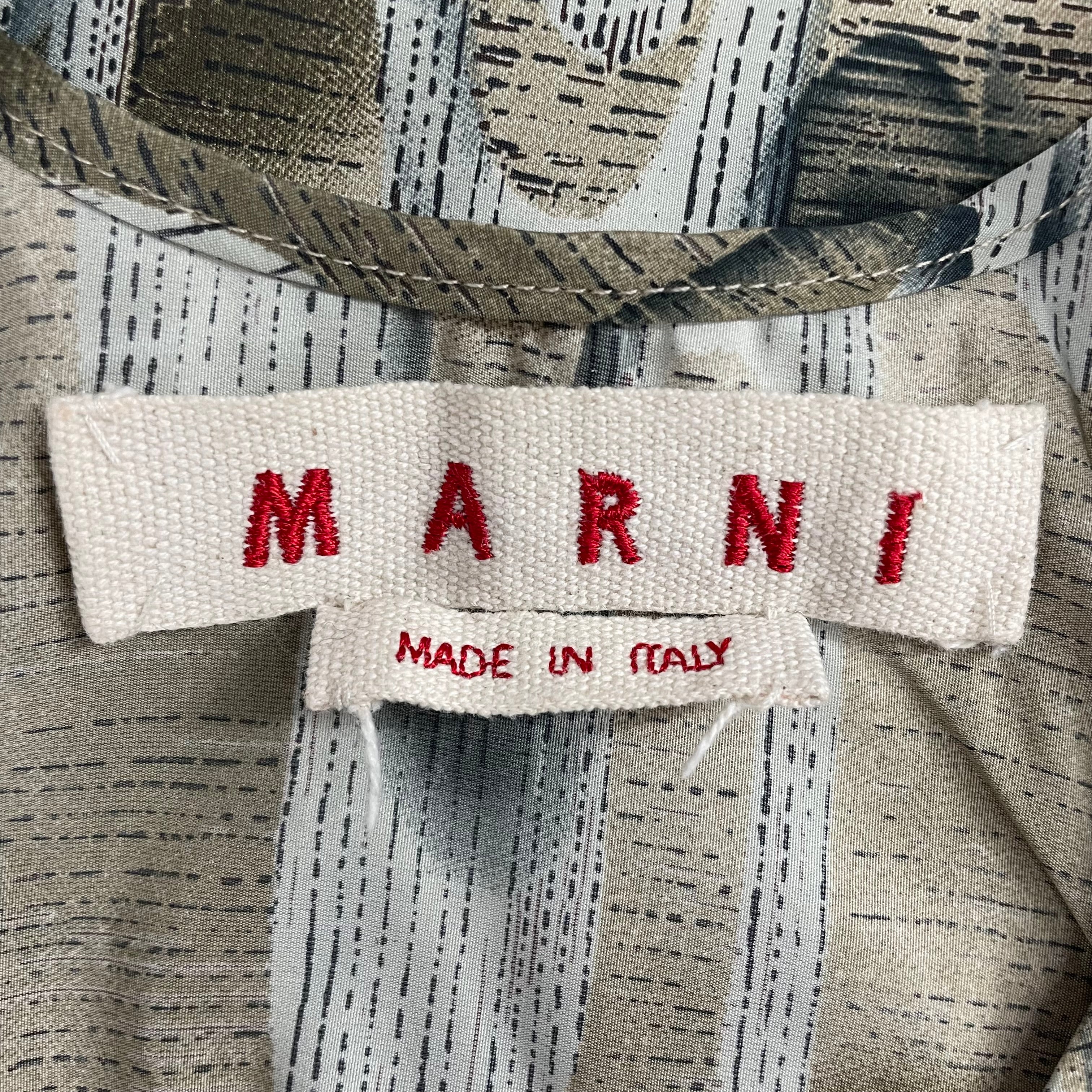 MARNI/SL Cut & Sew/38/All Over Print/Cotton/BRW/WHT + BRW / GRN INT view 3