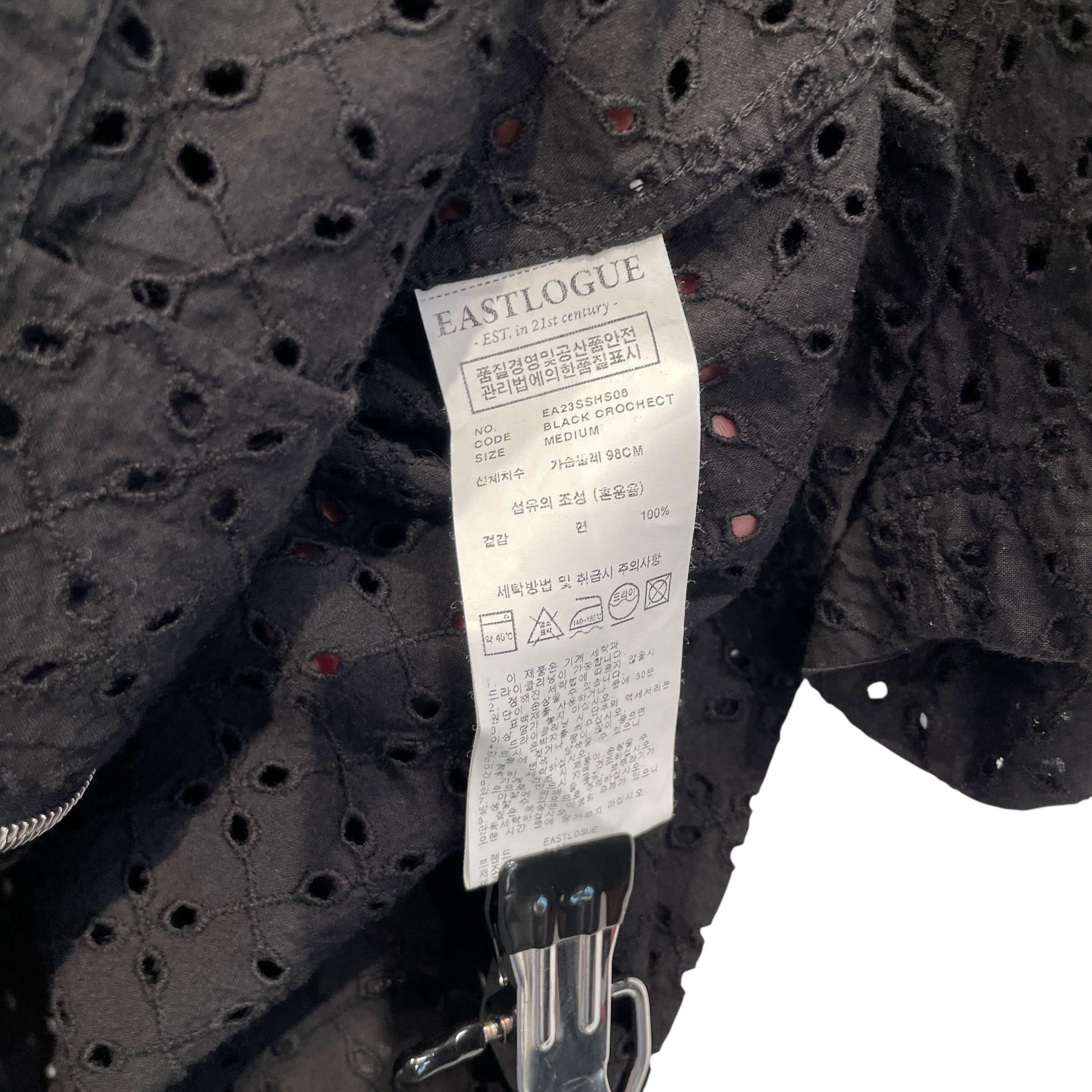 EASTLOGUE/SS Shirt/M/Cotton/BLK/All Over Print/ZIP UP T SHIRT EMBRIODERED view 4