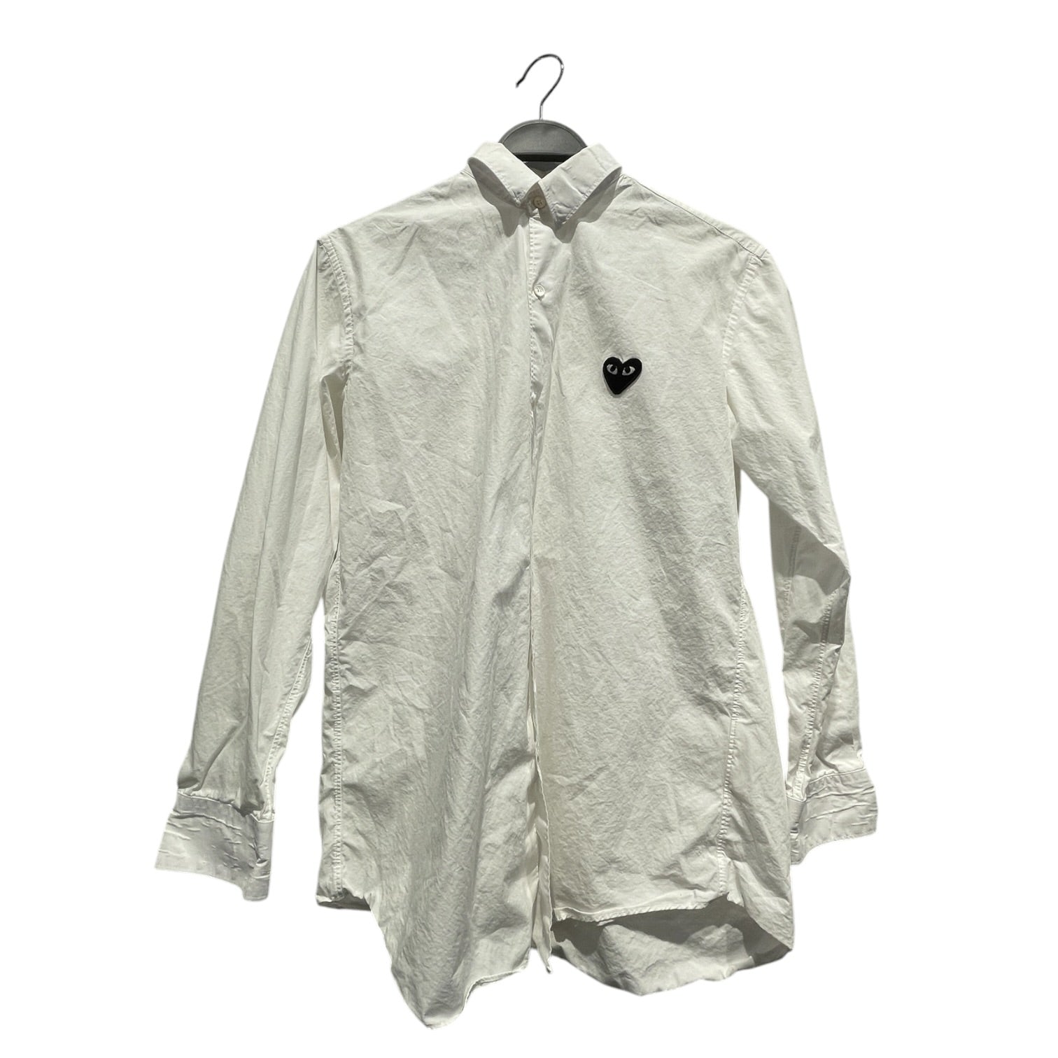 COMME des GARCONS/LS Shirt/M/Cotton/WHT/White Button Up w/ Black Heart view 1