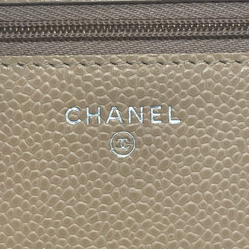 CHANEL/Wallet/OS/Leather/BEG/CLASSIC WALLET WITH CHAIN