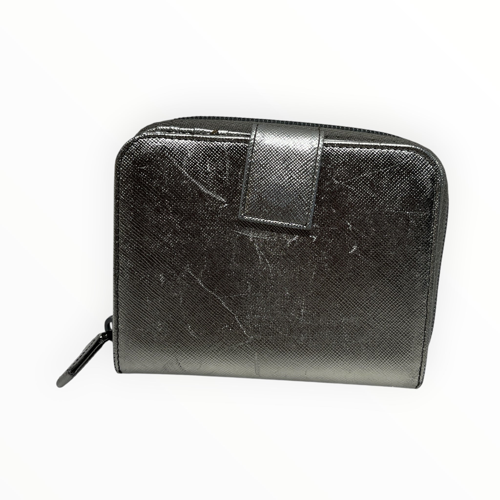 PRADA/Coin Wallet/Leather/SLV/M's/Saffiano Leather Silver Coin W view 2