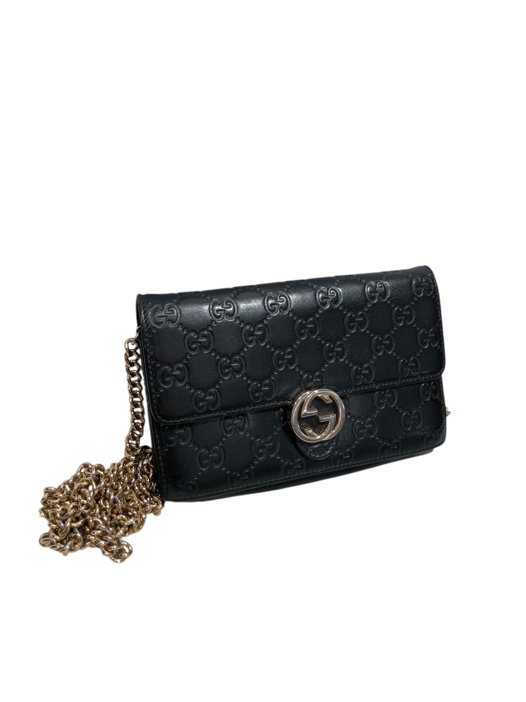 GUCCI/Clutch Bag/Leather/BLK/Long Chain view 1
