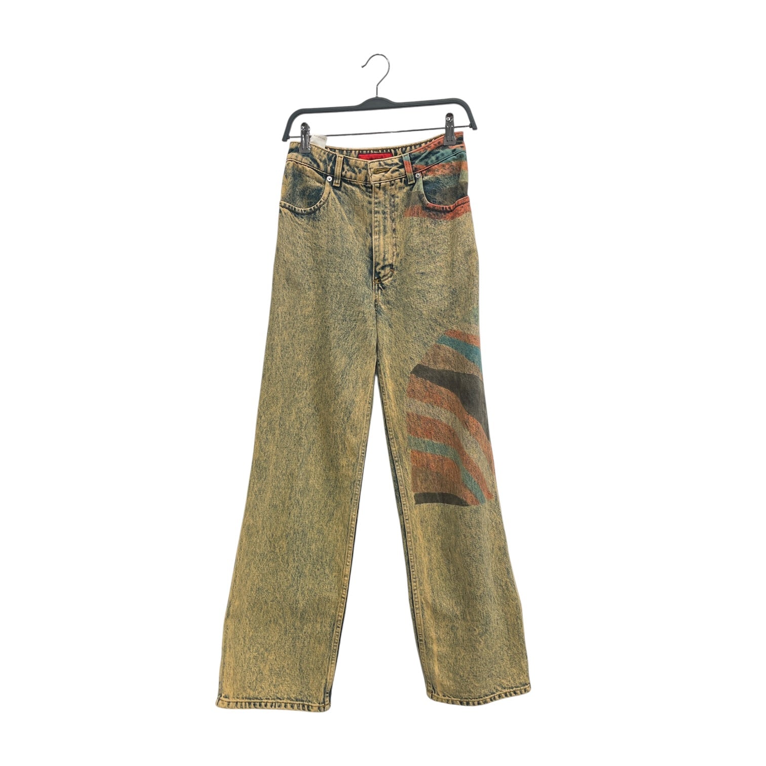 ECKHAUS LATTA/Straight Pants/26/Stripe/Denim/BLU/BLUE AND RED STRIPE/ACID WASH view 1