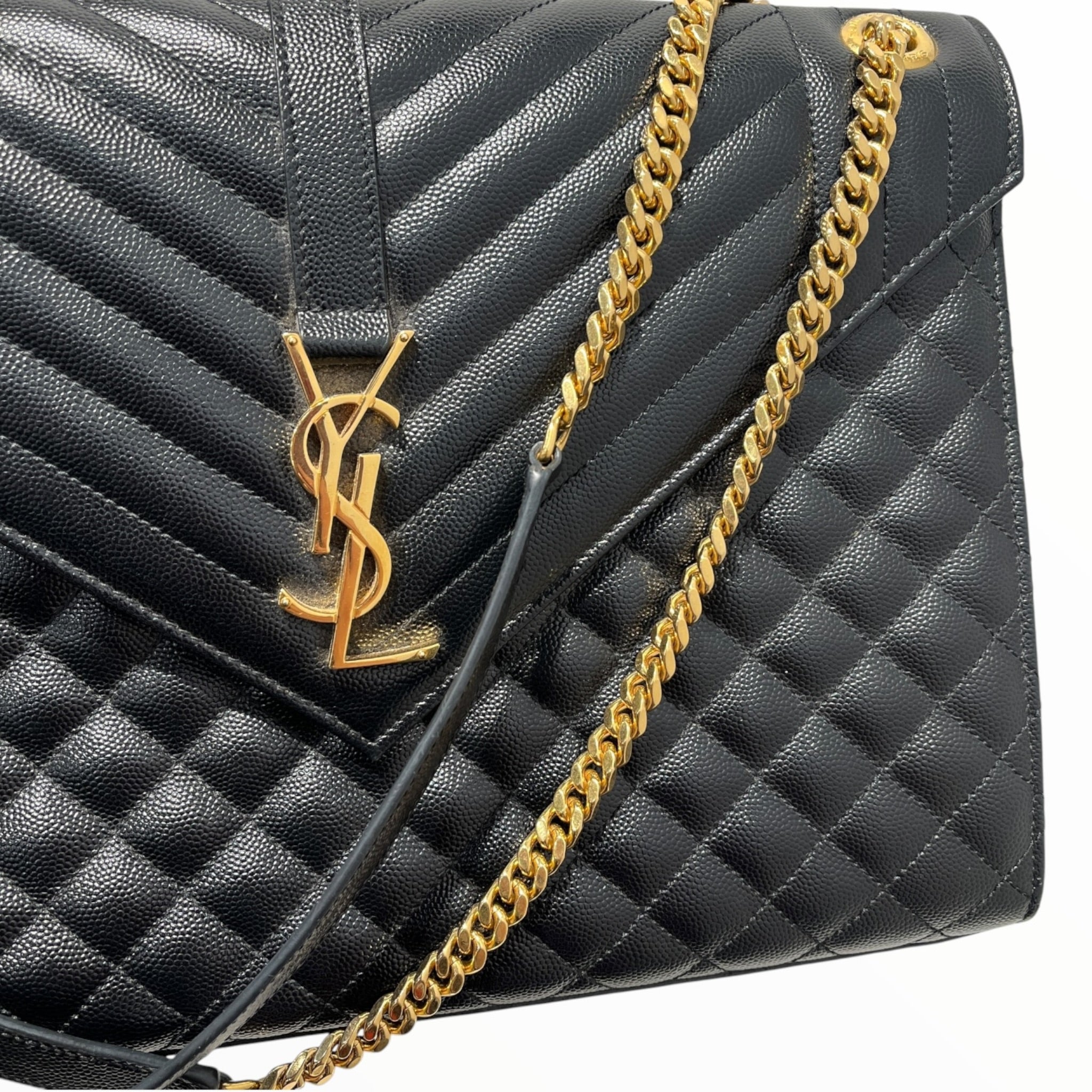 YVES SAINT LAURENT/Cross Body Bag/Leather/BLK/Envelope crossbody large view 5