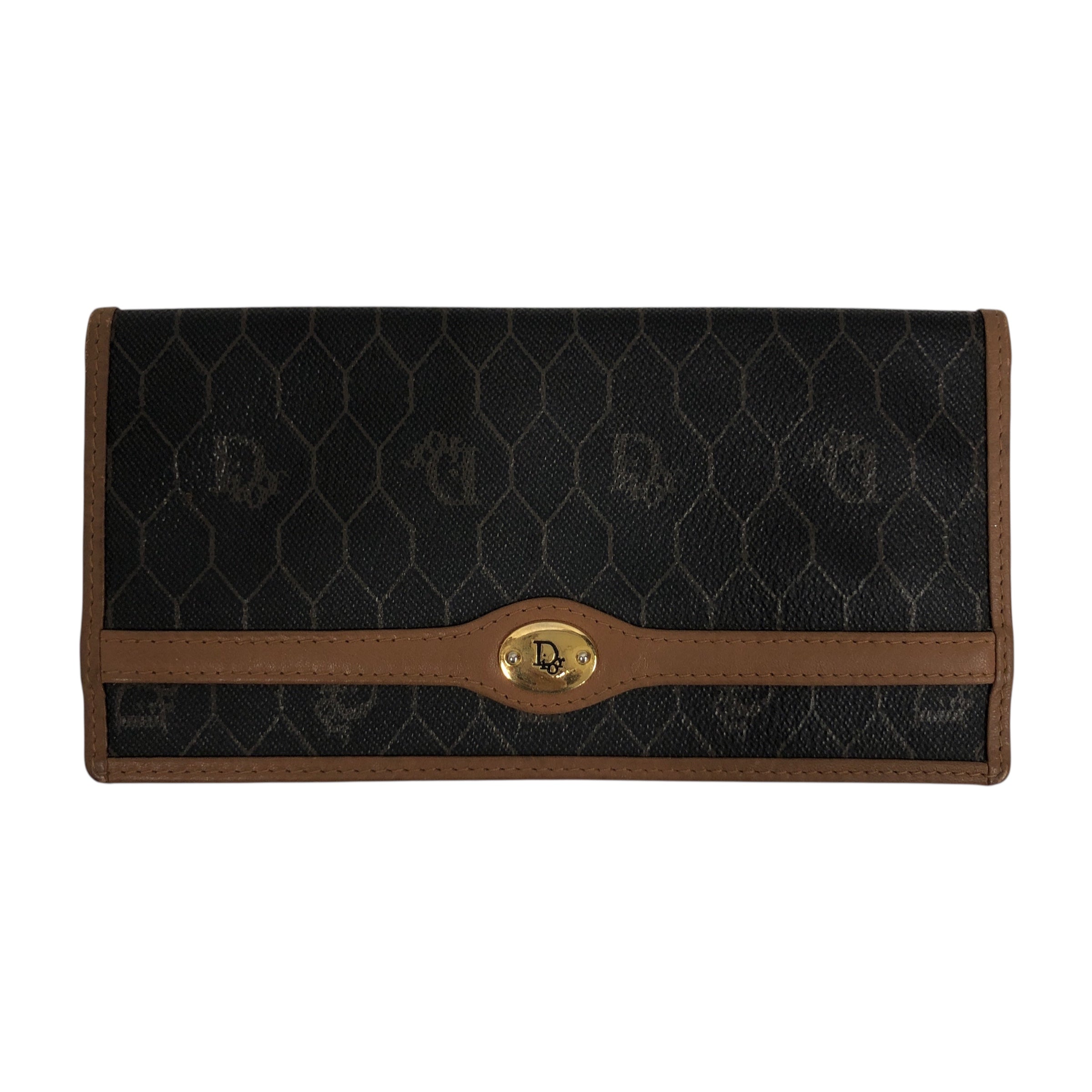 Christian Dior/Long Wallet/All Over Print/Leather/BRW/L's/HONEYCOMB PATTERN view 1