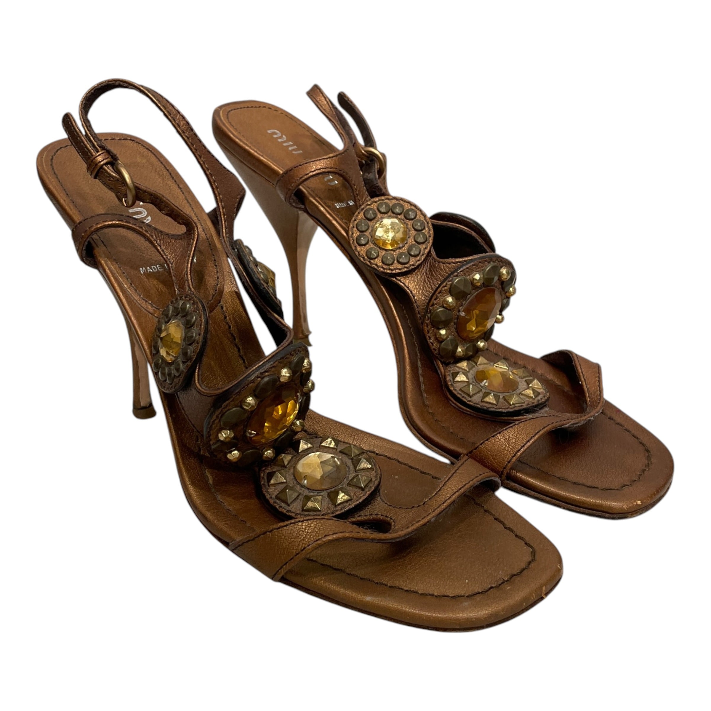 MIU MIU/Heels/US 7.5/Leather/CML/GEMS view 1