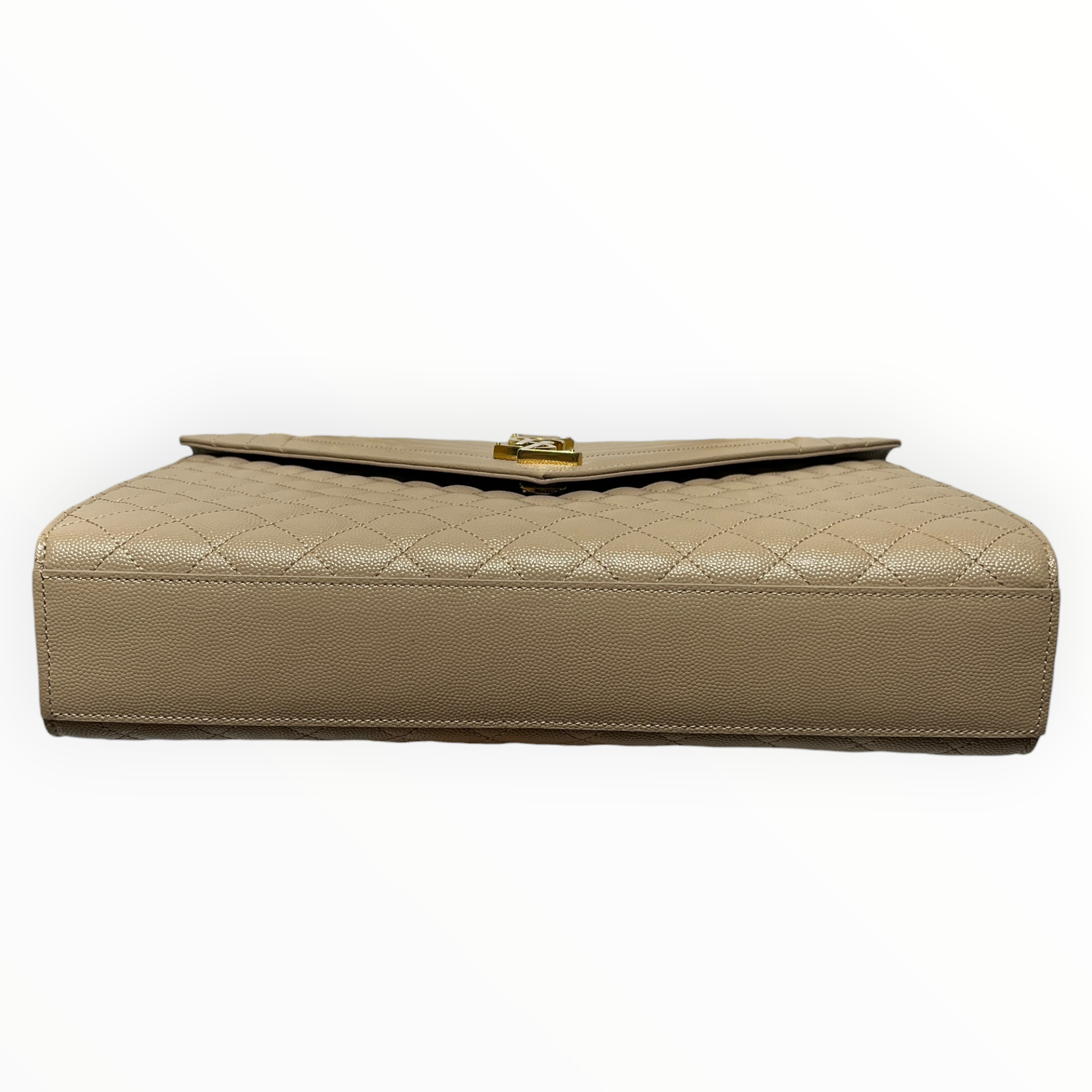YVES SAINT LAURENT/Cross Body Bag/Leather/BEG/Envelope Quilted Shoulder Bag view 3