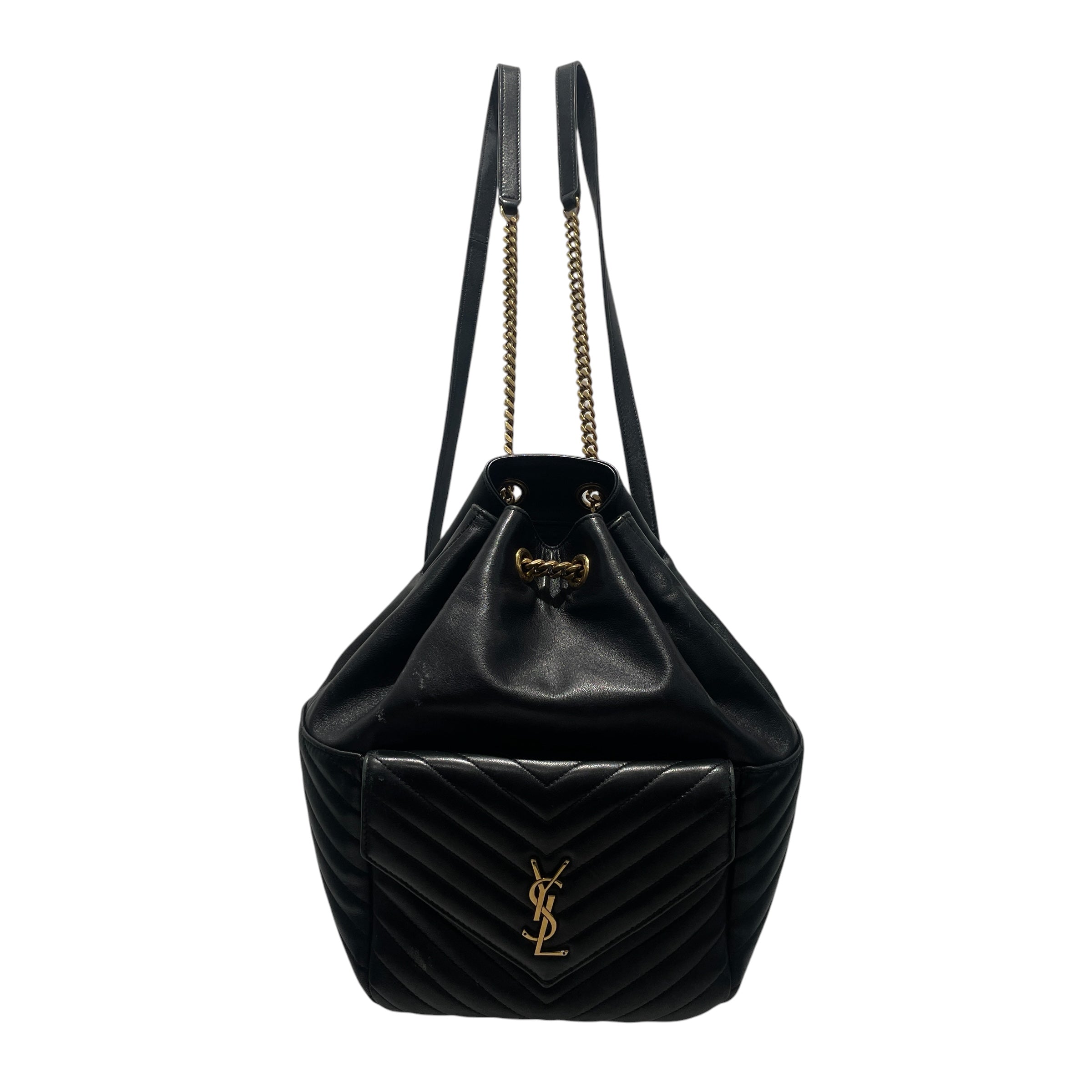 SAINT LAURENT/Backpack/Leather/BLK/CHEVRON view 1