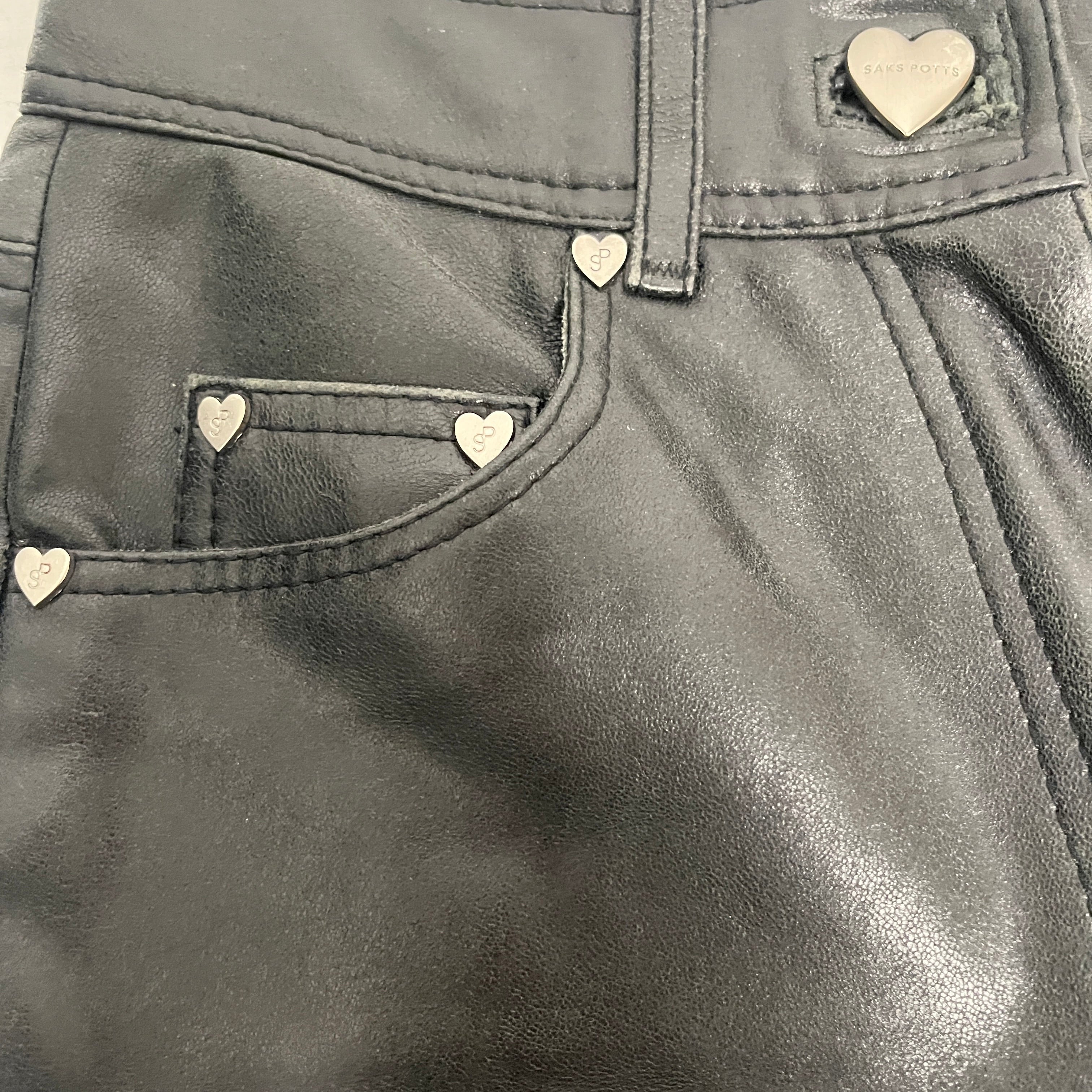 SAKS POTTS/Straight Pants/1/Leather/BLK/LEATHER PANTS view 3