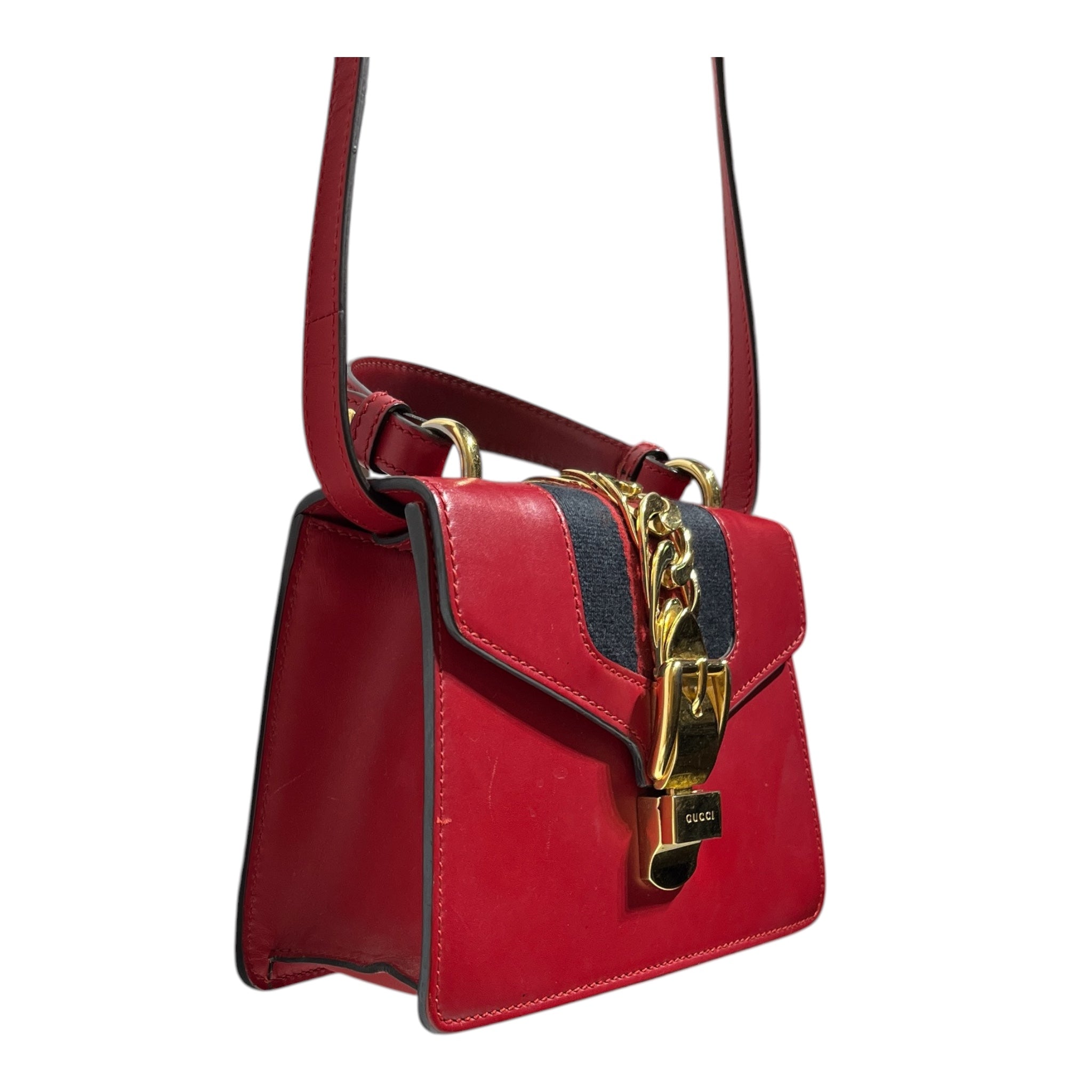 GUCCI/Cross Body Bag/Leather/RED/SYLVIE MINI view 3