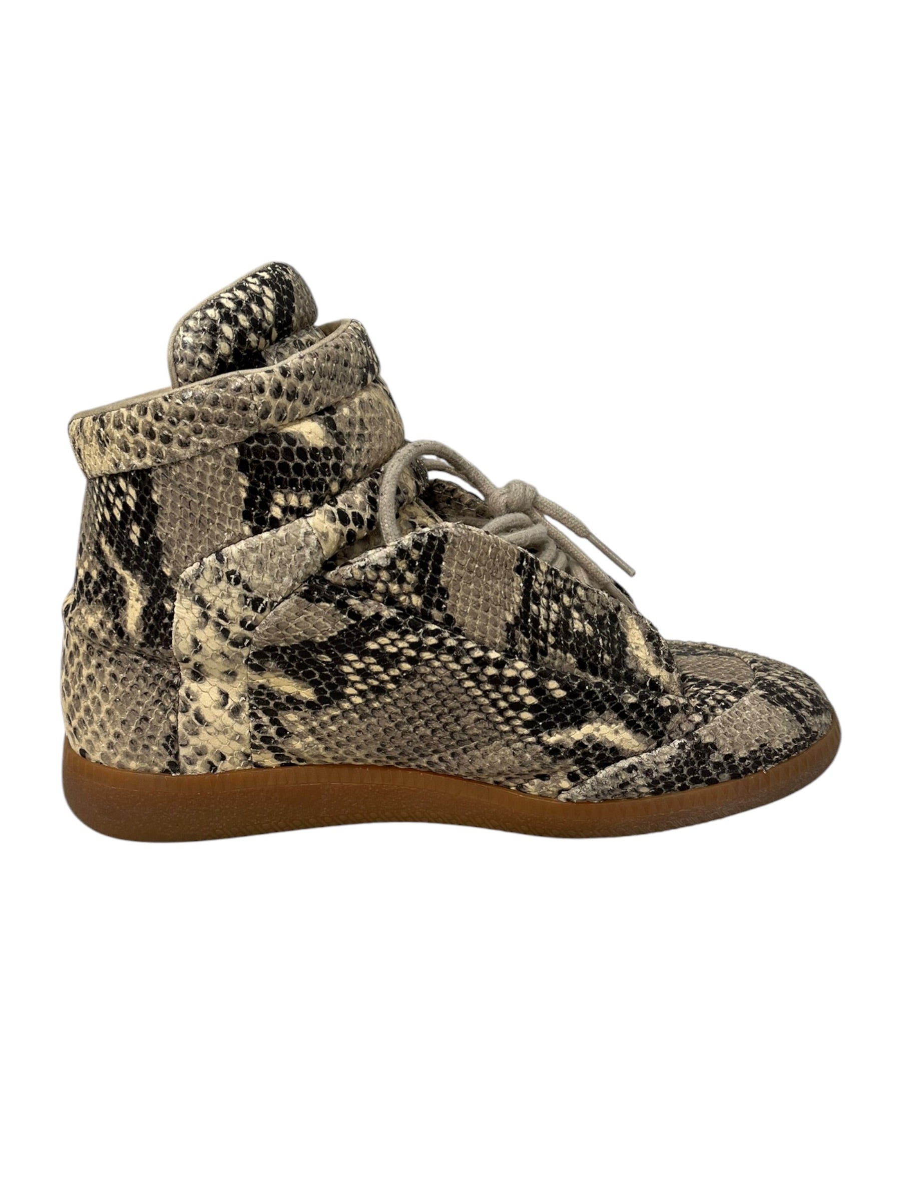 Maison Margiela/Hi-Sneakers/EU 38/Animal Pattern/Leather/BEG/VELCRO STRAP PYTHON SKIN view 4