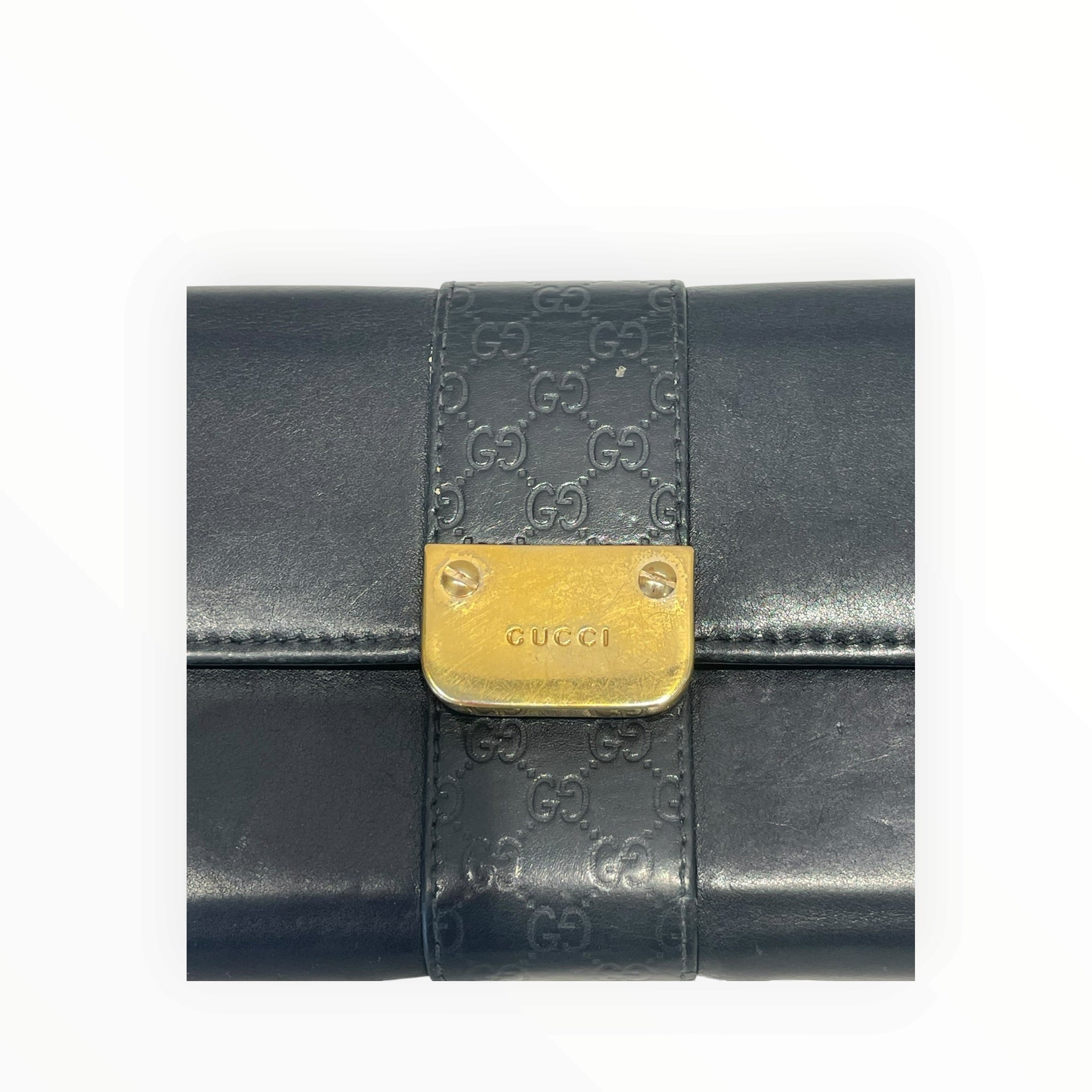 GUCCI/Long Wallet/Leather/BLK/L's/Guccissima- Gold Hardware view 3
