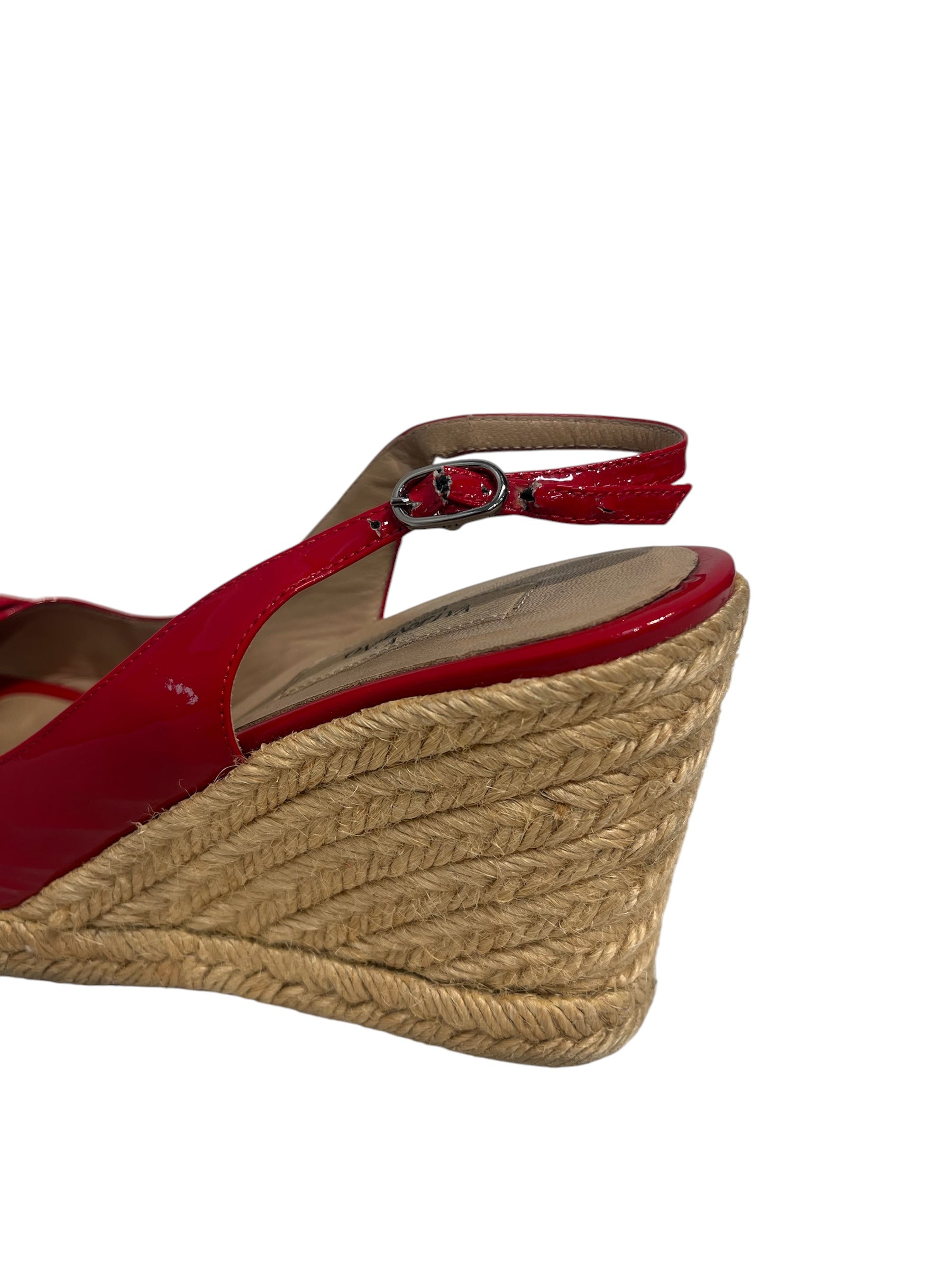 VALENTINO GARAVANI/Espadrilles/EU 40/Leather/RED/BOW TOE EXPOSED WEDGE view 4