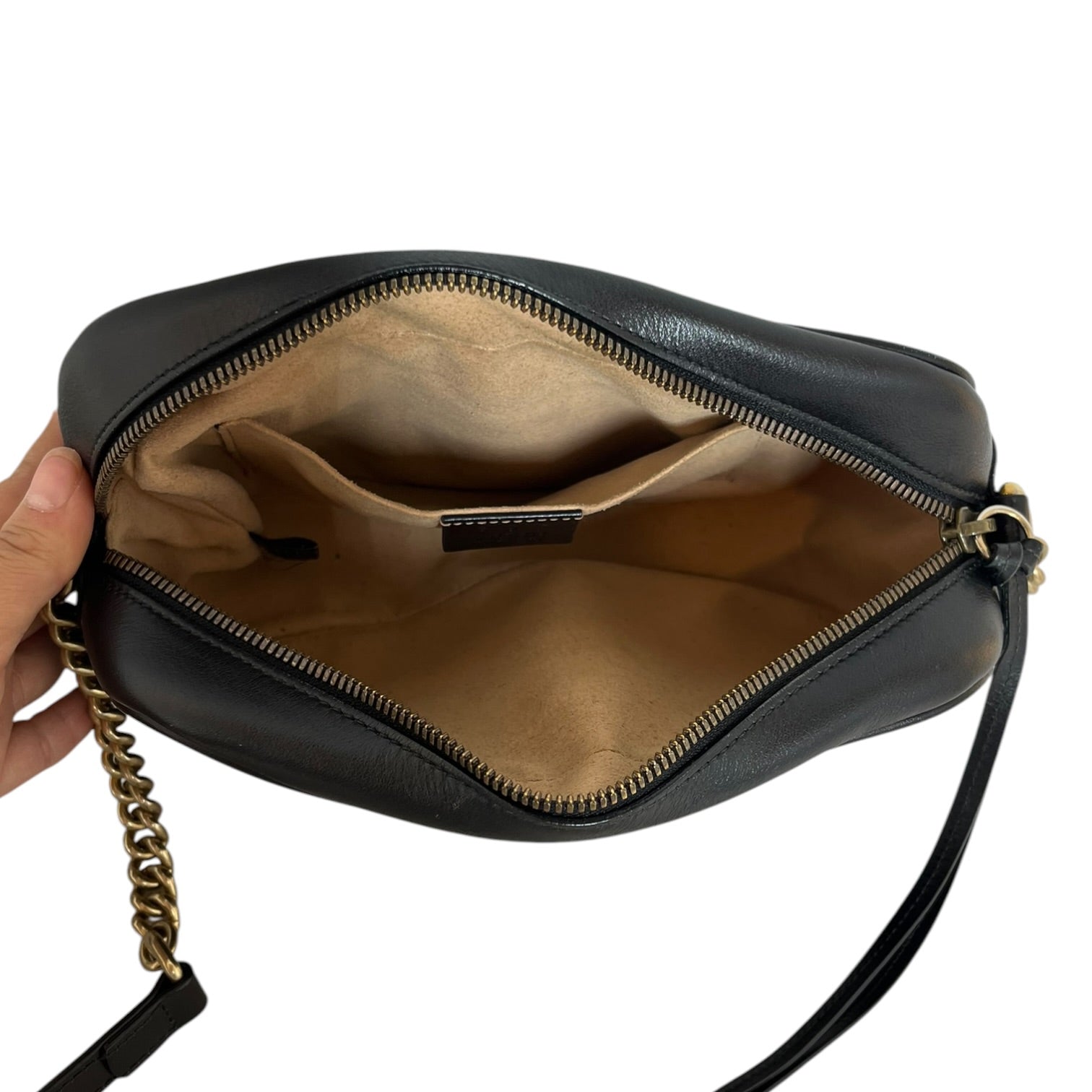 GUCCI/Cross Body Bag/Leather/BLK/MARMOT GG Logo view 6