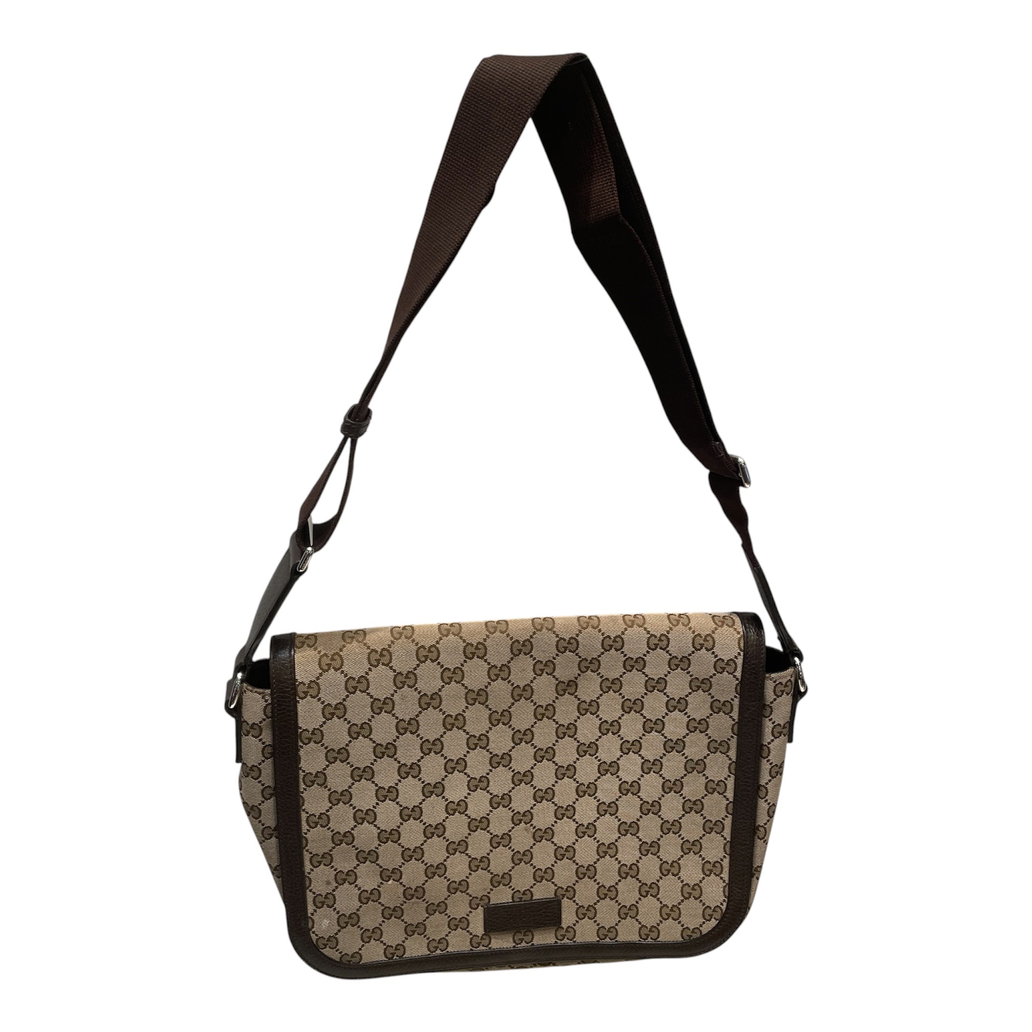 GUCCI/Cross Body Bag/Monogram/KHK/Flap Messenger view 1