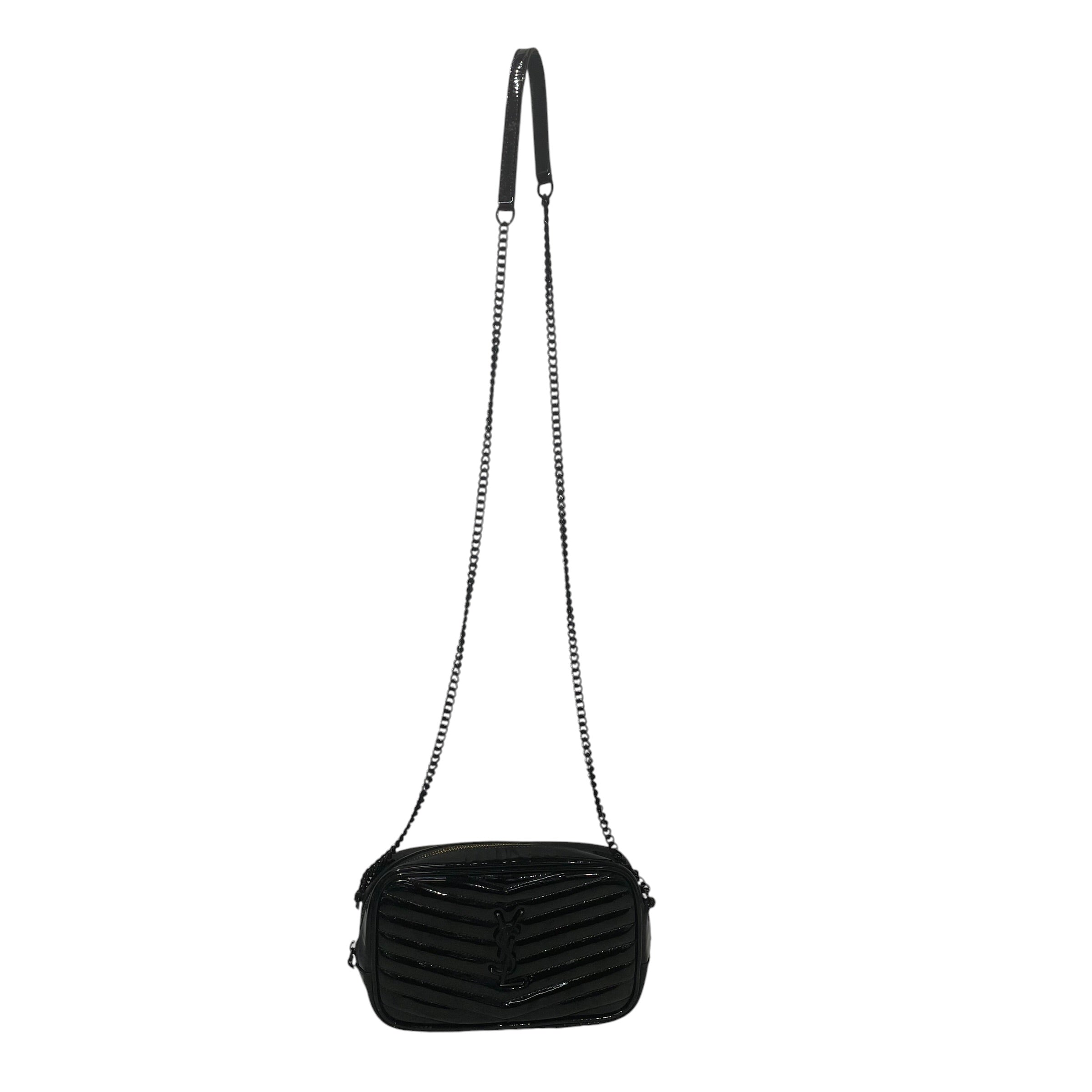 YVES SAINT LAURENT/Cross Body Bag/BLK/black ysl paten leather view 1