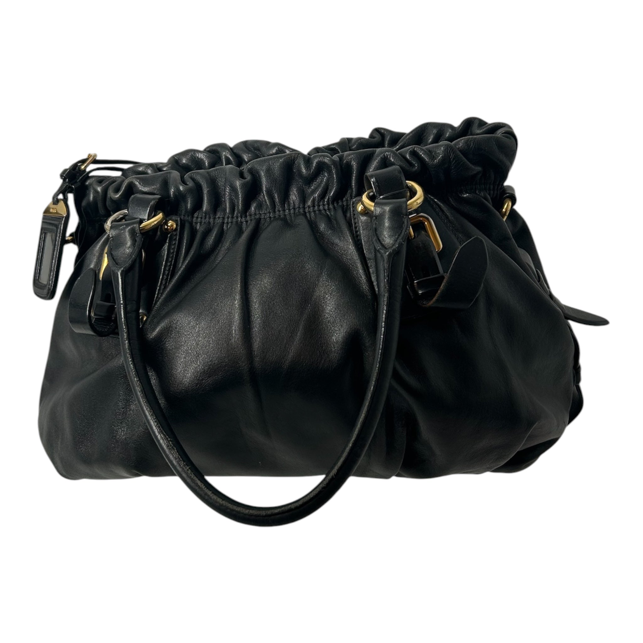 PRADA/Bag/BLK/CALFSKIN VITELLO GATHERED BAG view 2